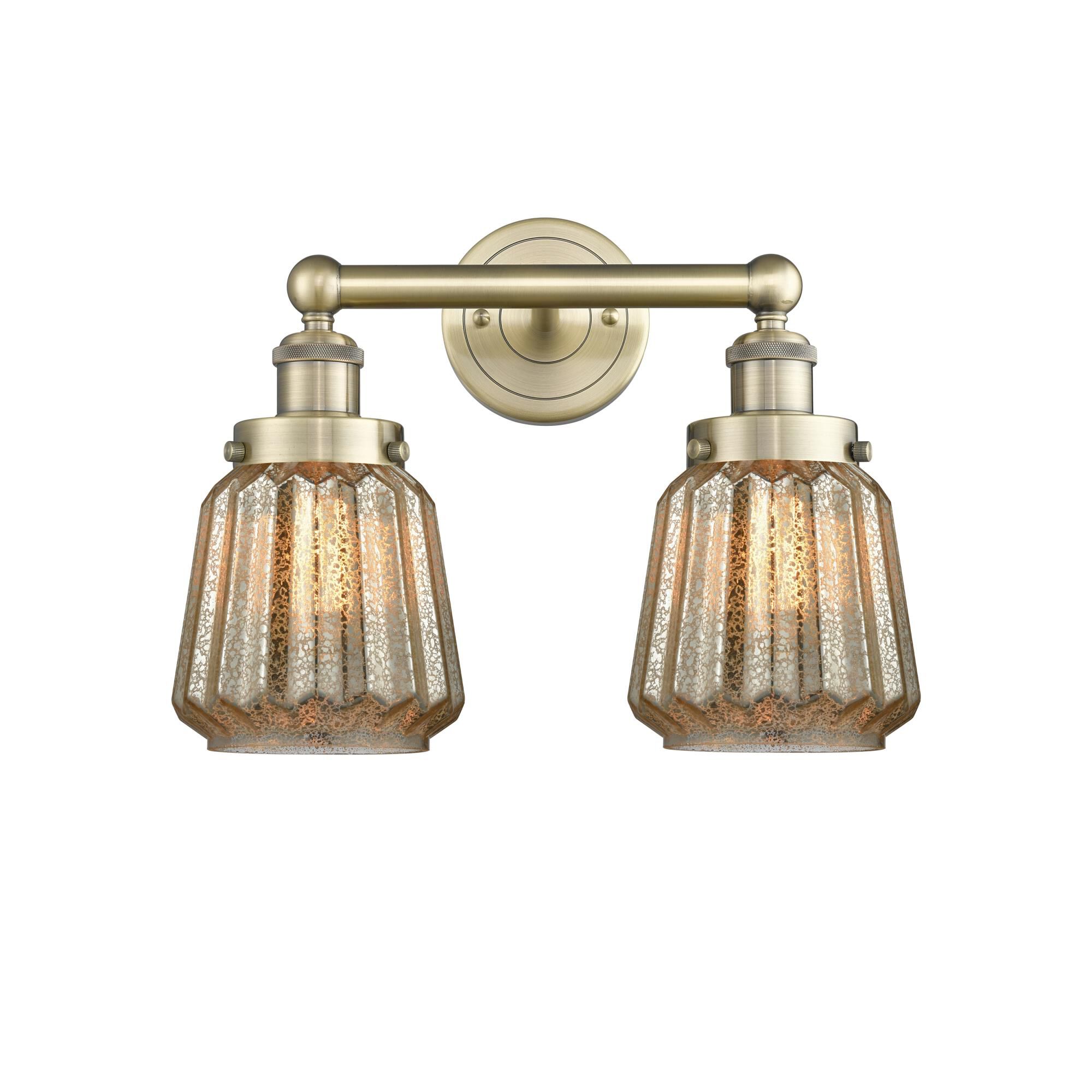 Shown in Antique Brass finish and Mercury glass