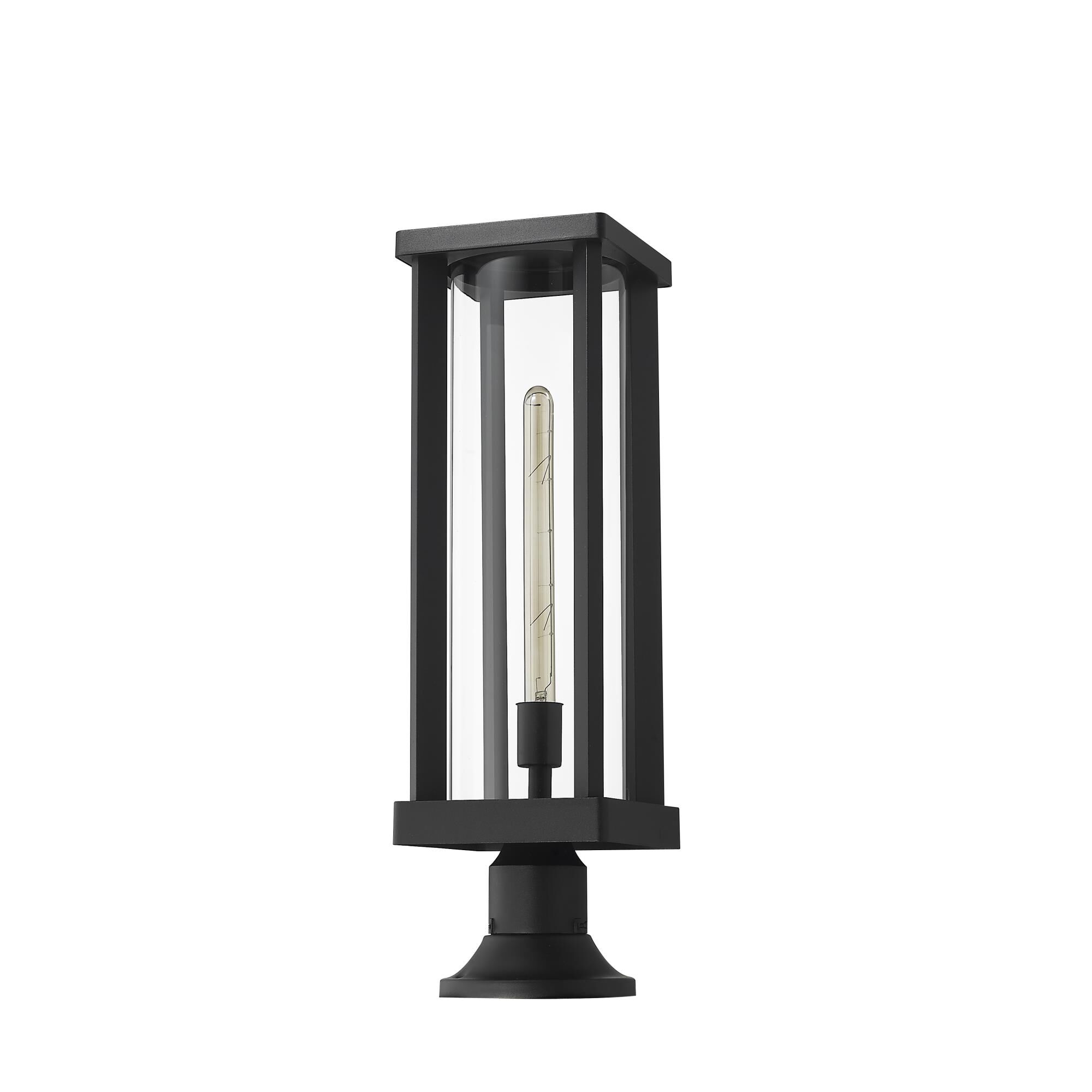 Shown in Black finish and Glass shade
