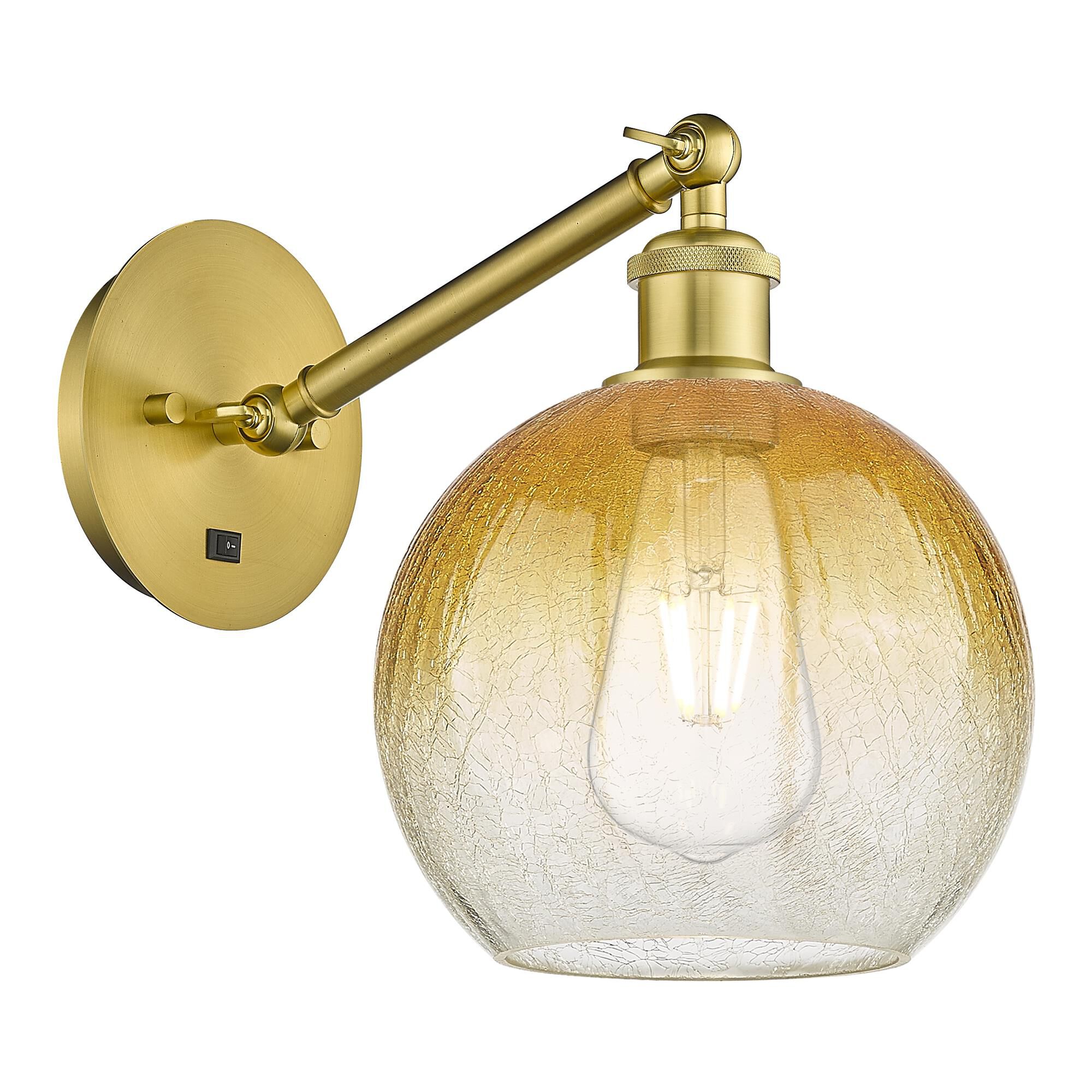 Shown in Satin Gold finish and Amber glass