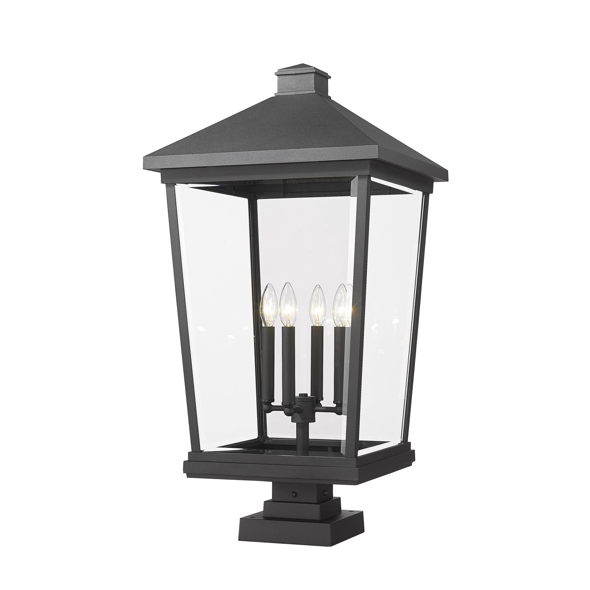 Shown in Black finish and Glass shade