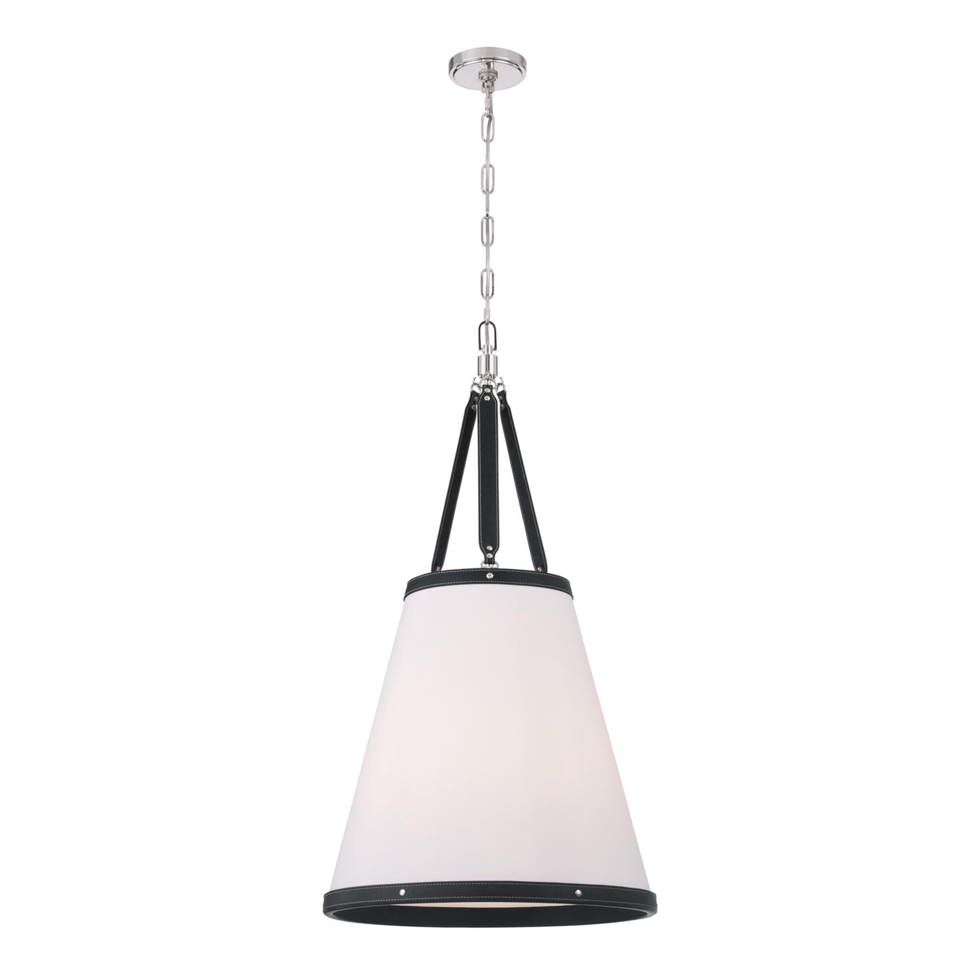 Shown in Polished Nickel finish and Fabric glass and Fabric shade