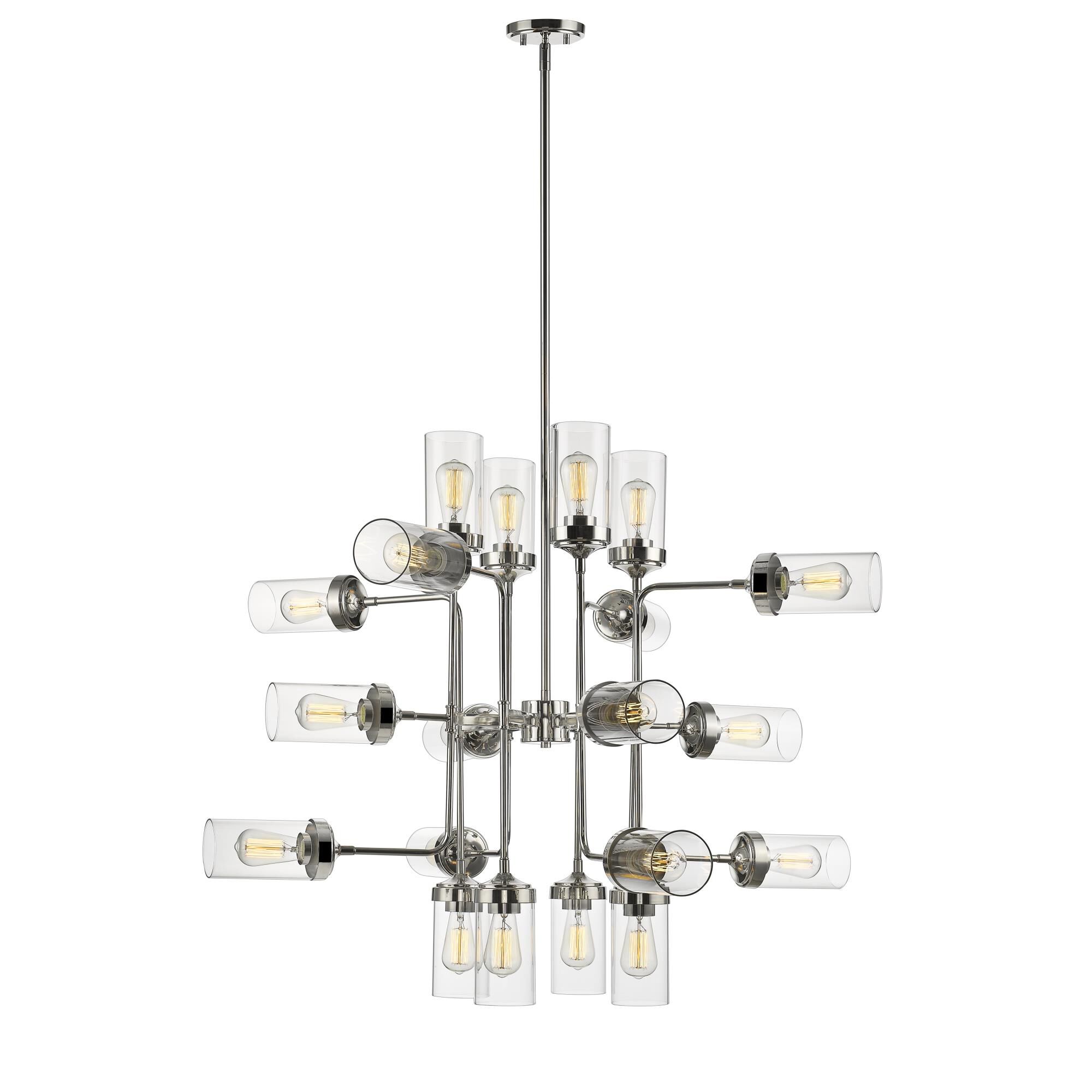 Shown in Polished Nickel finish and Glass shade