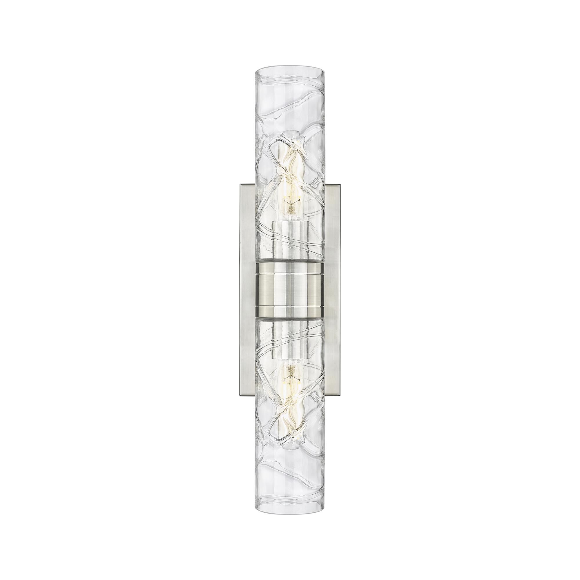 Shown in Satin Nickel finish and Deco Swirl glass