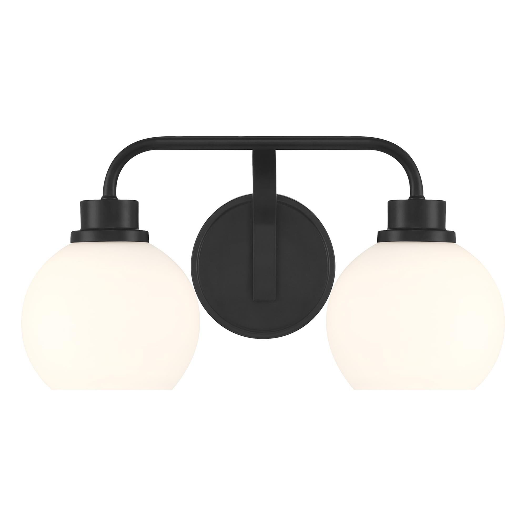 Shown in Matte Black finish and White Opal glass and Glass shade