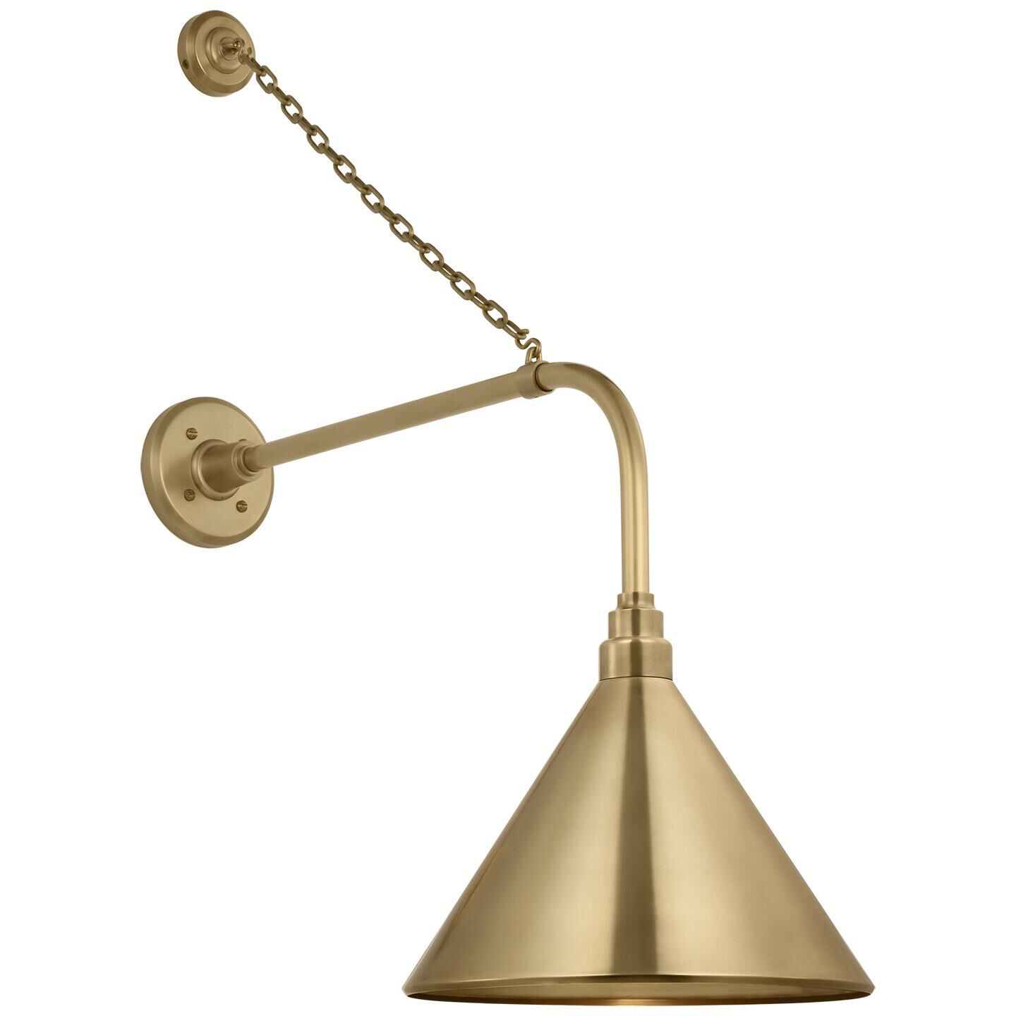 Shown in Hand-Rubbed Antique Brass finish and Gold shade