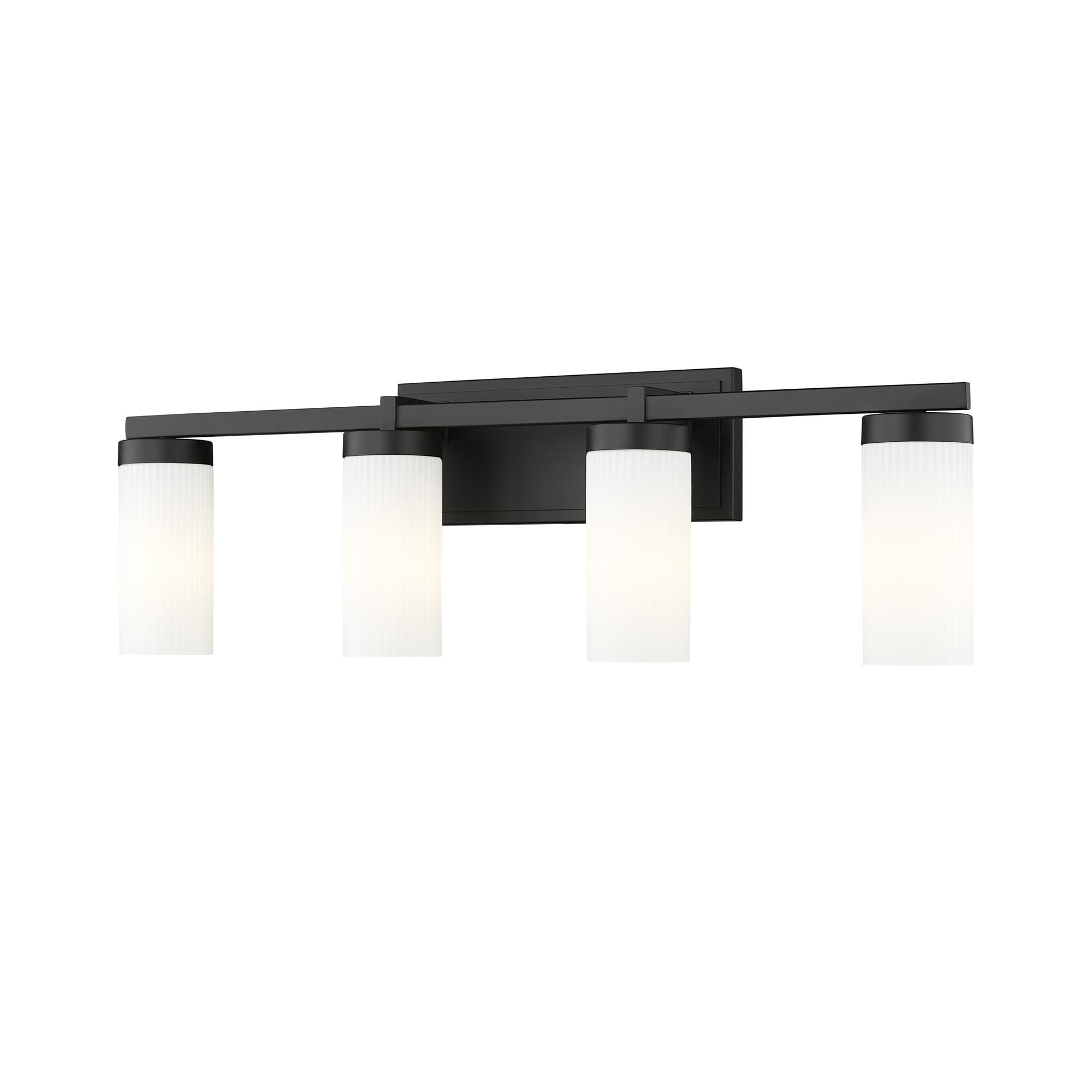 Shown in Matte Black finish and White glass and White shade