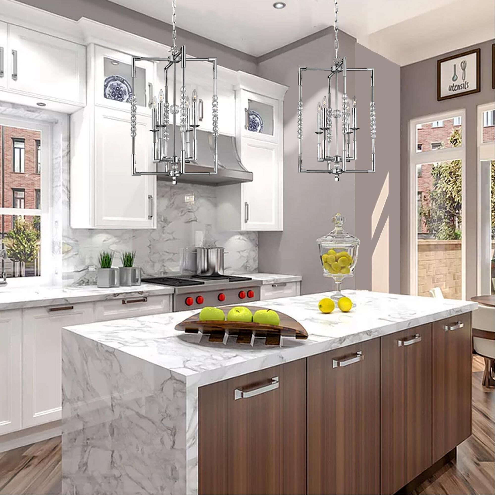 Magro 4 Light Mini Chandelier by American Brass and Crystal