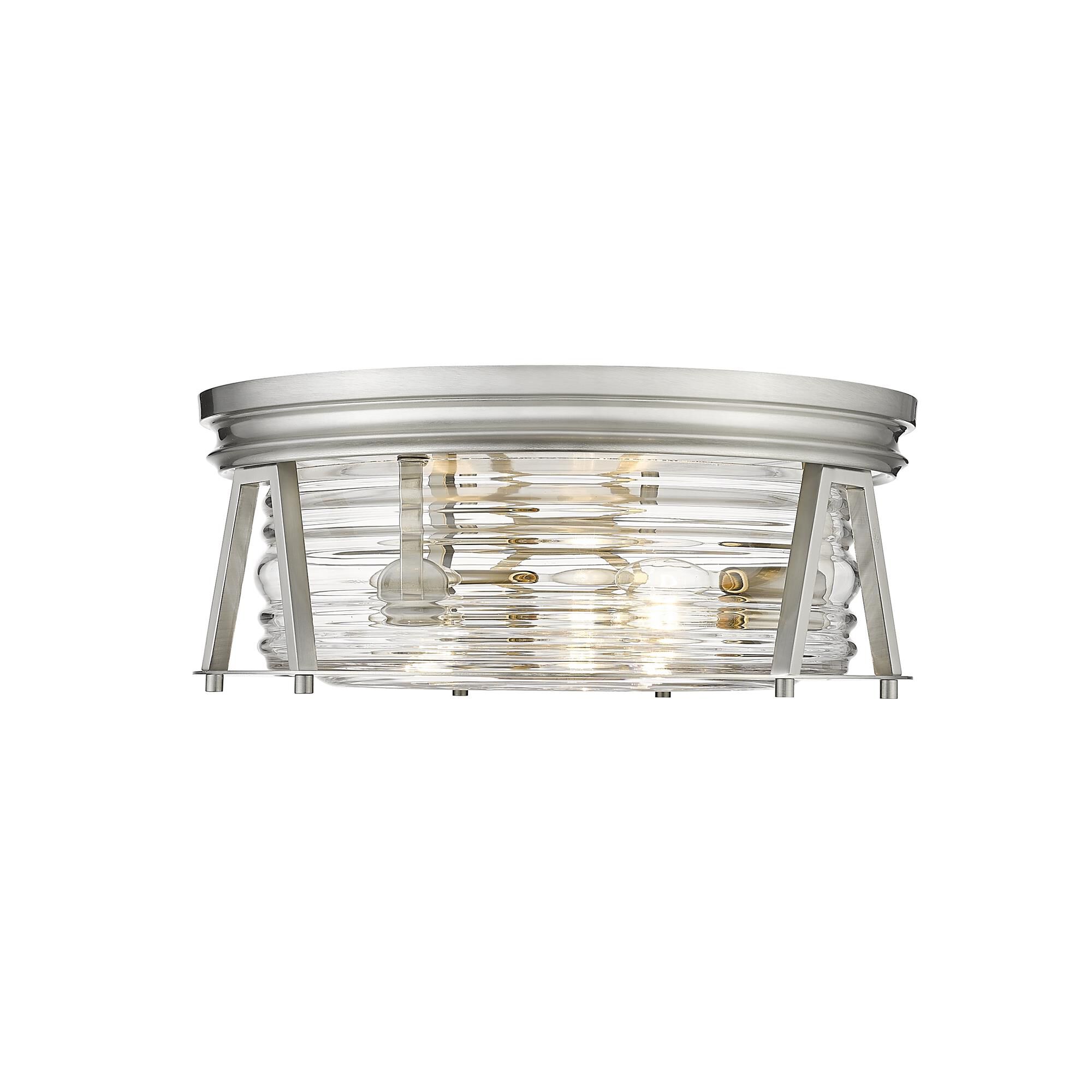 Shown in Brushed Nickel finish and Glass shade