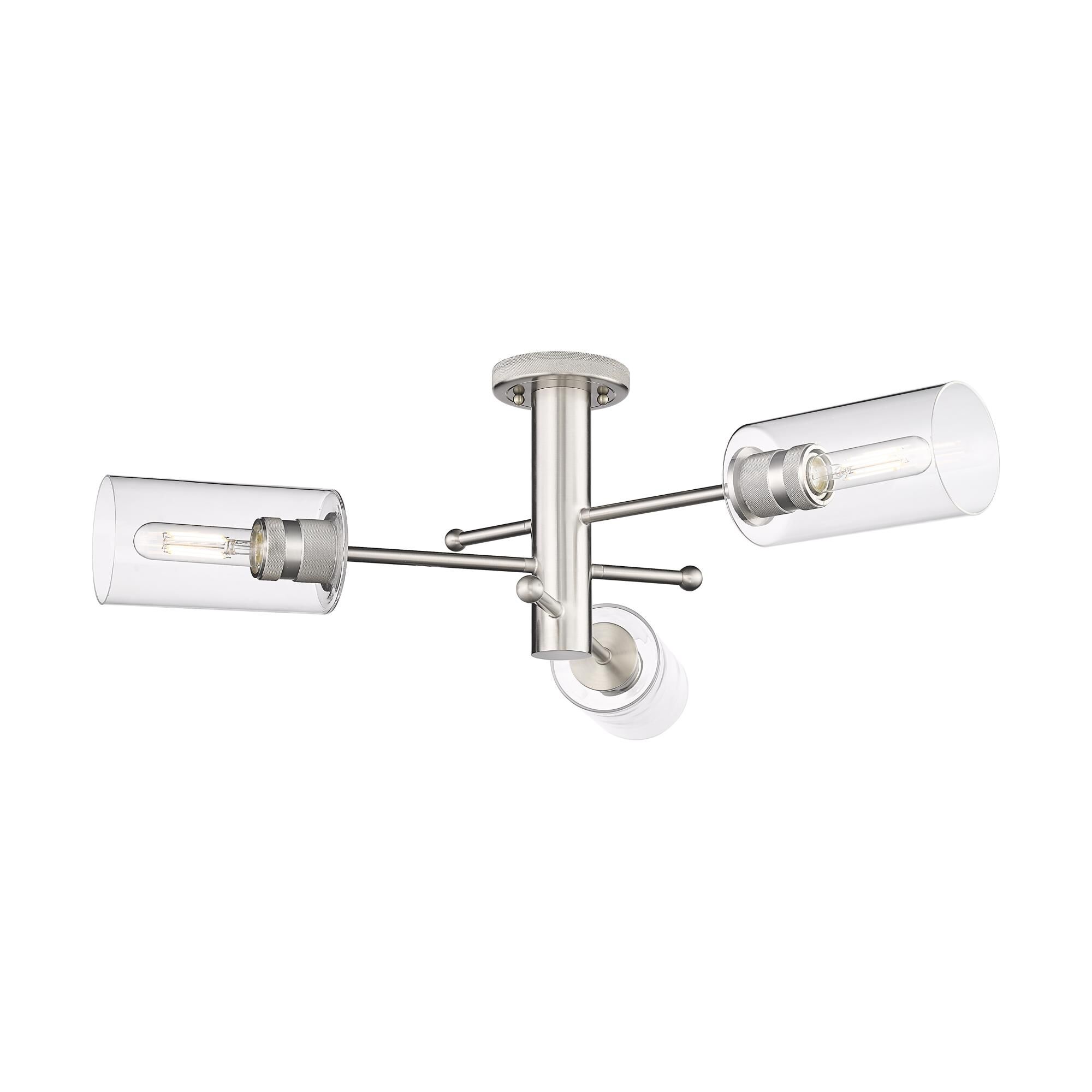 Shown in Satin Nickel finish and Clear glass and Clear Glass shade