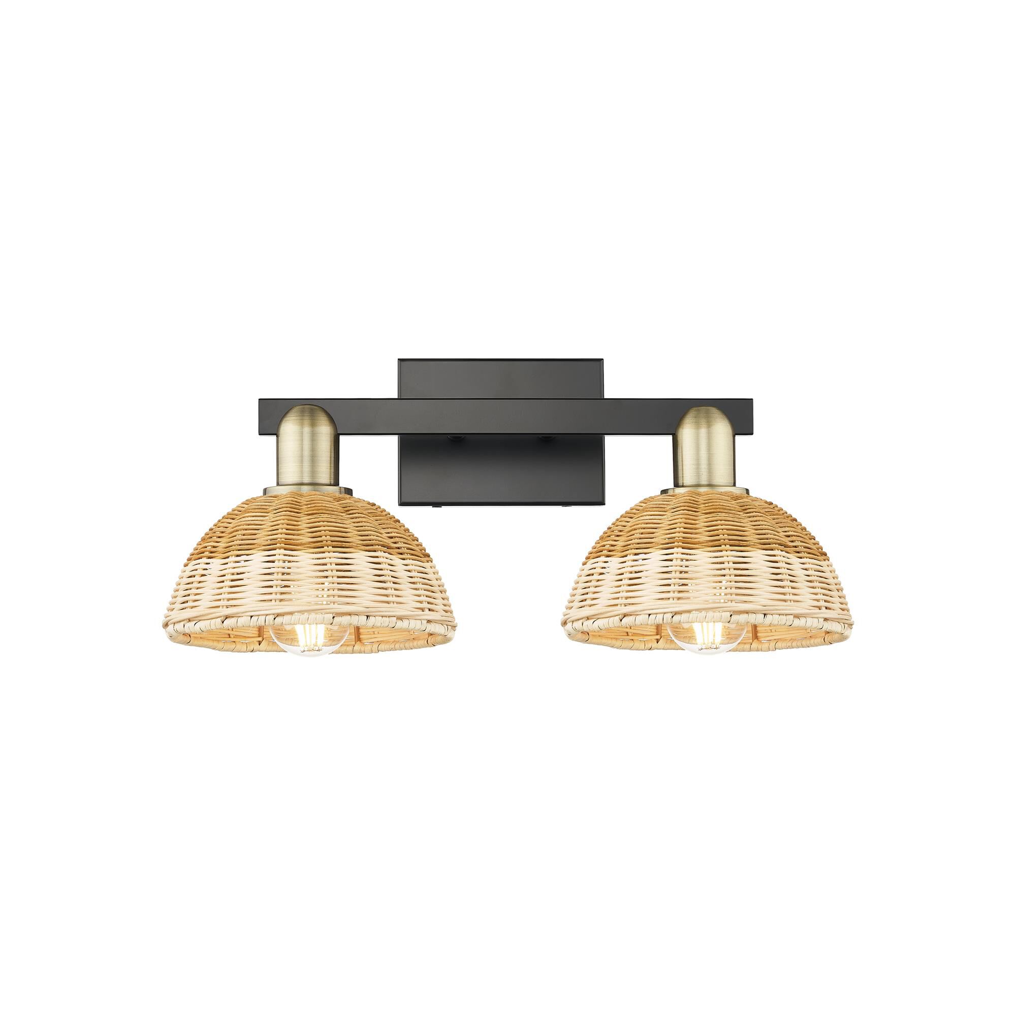 Shown in Black Antique Brass finish and Natural shade