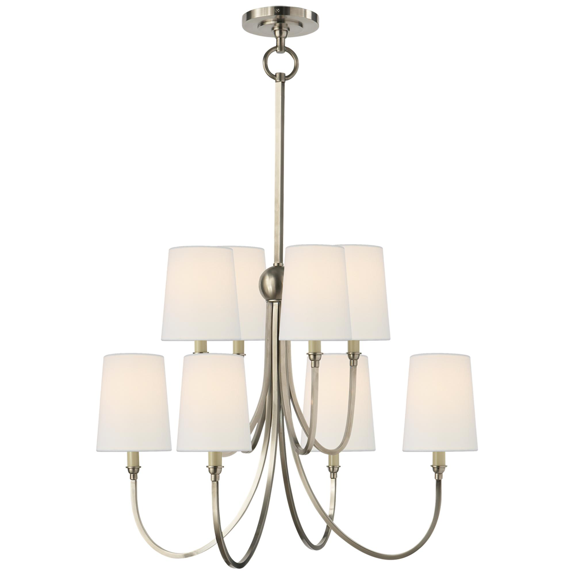 Shown in Antique Nickel finish and Linen shade