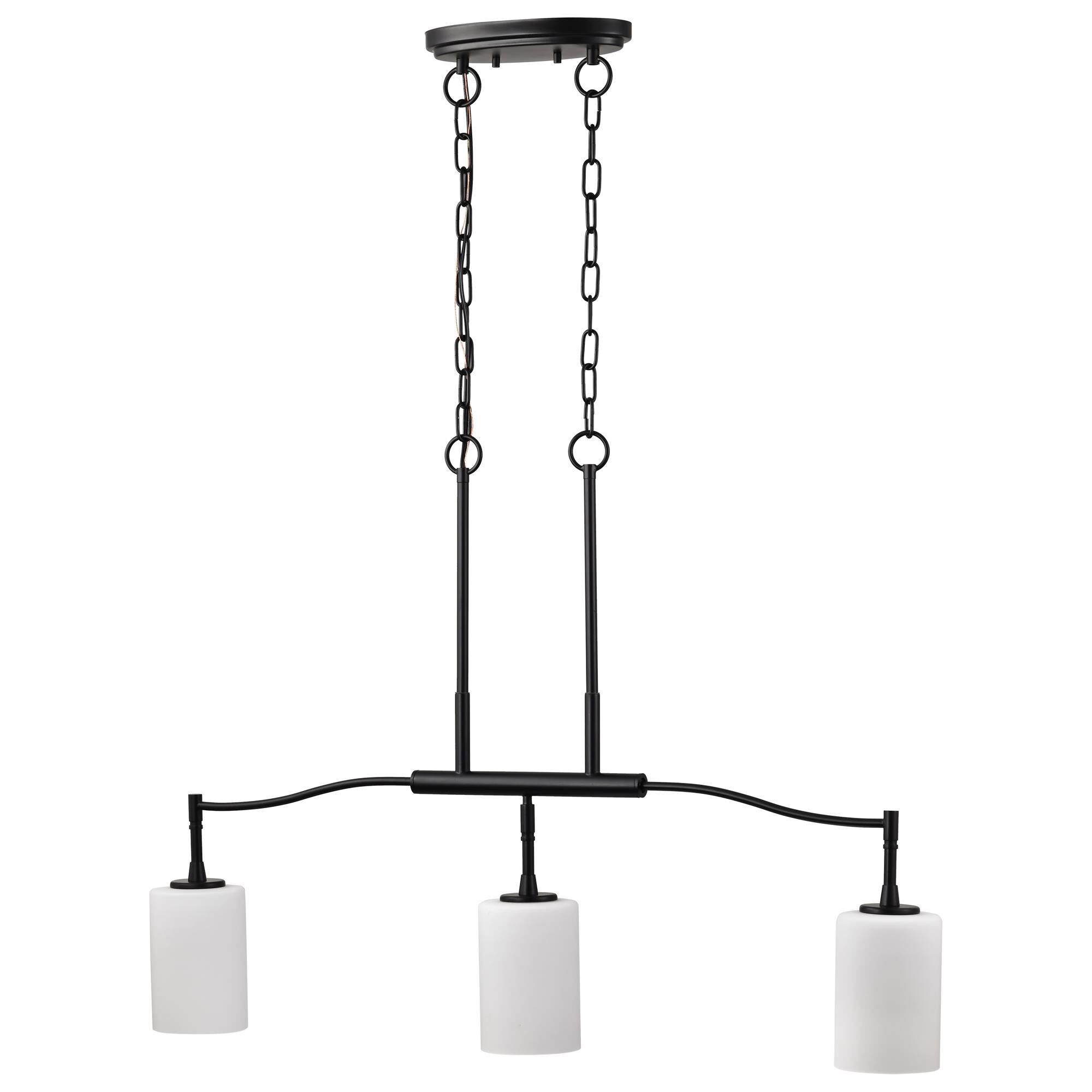 Shown in Matte Black finish and White Opal glass