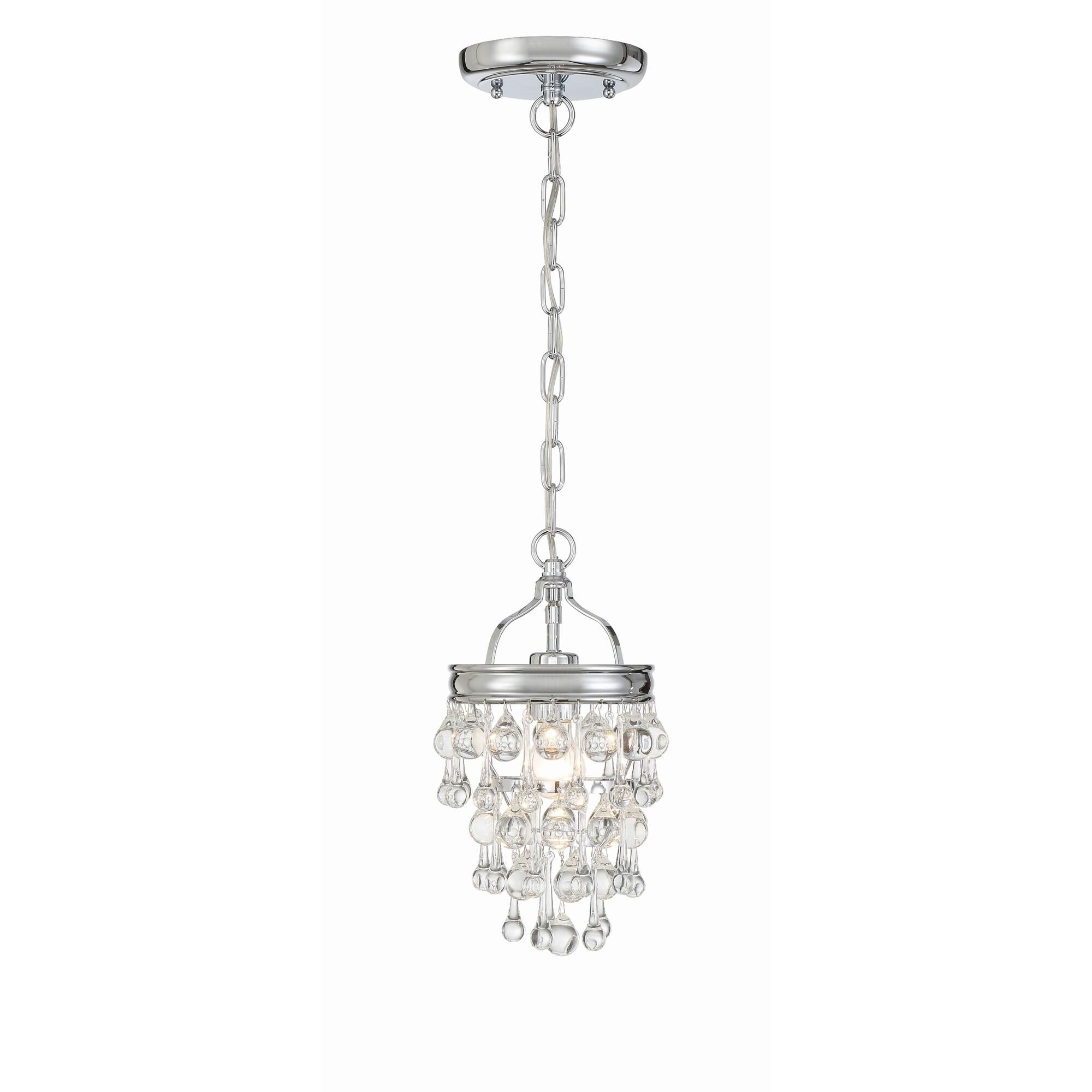 Shown in Polished Chrome finish and Clear Glass Drops crystal