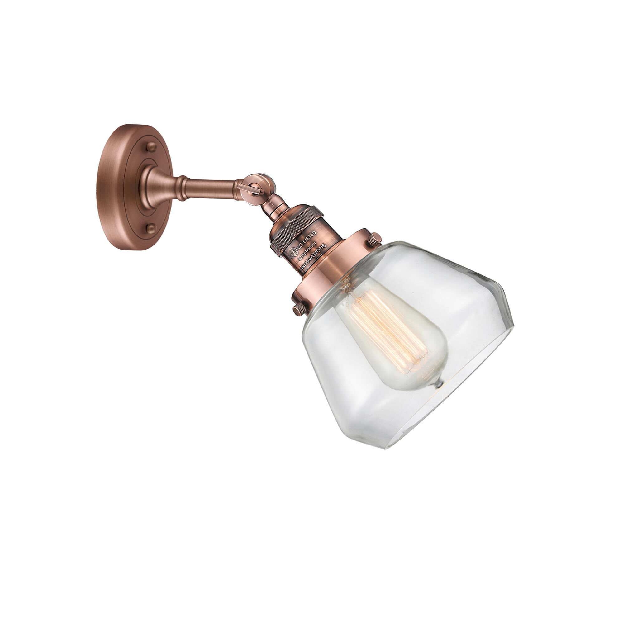 Shown in Antique Copper finish and Clear glass and None accent