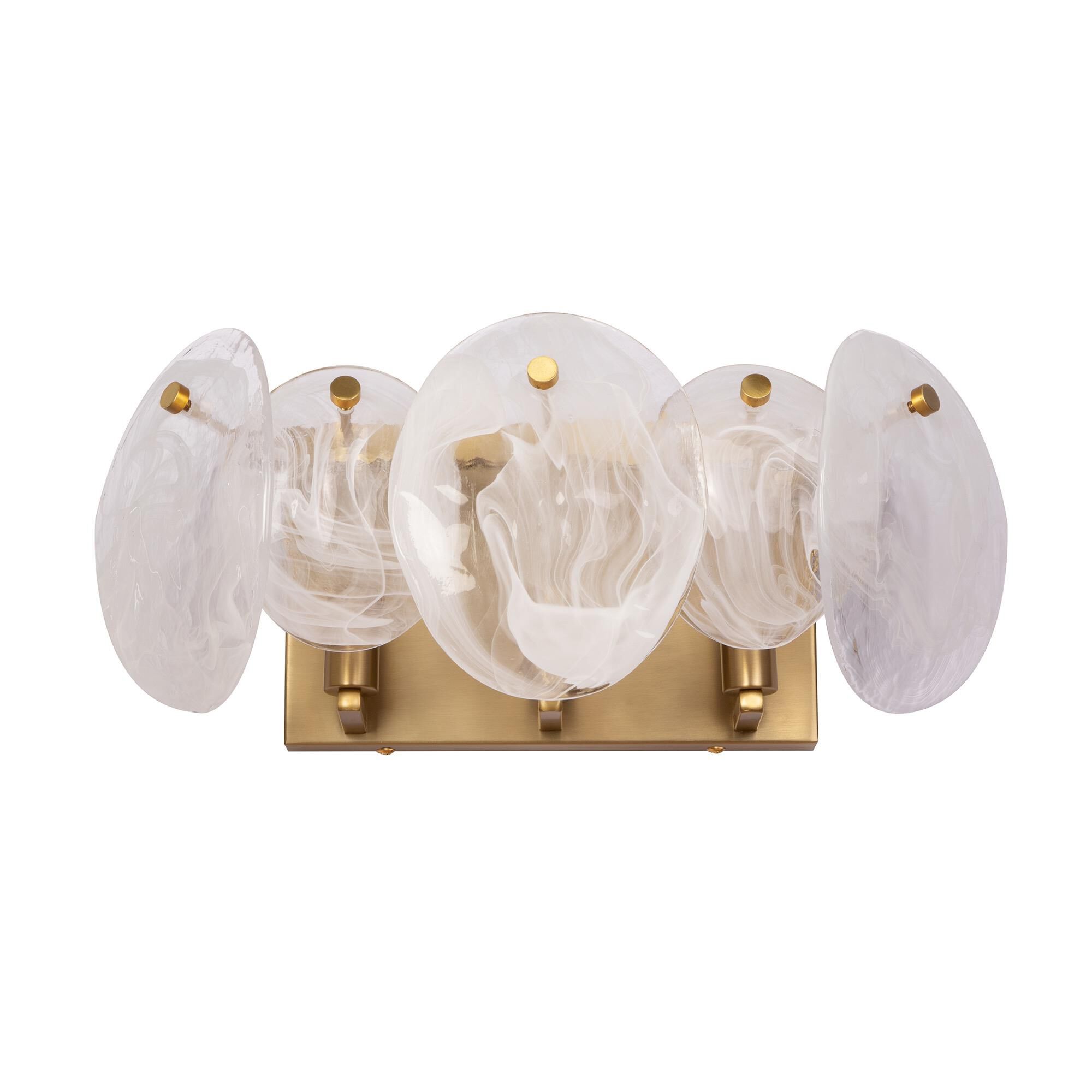 Shown in Brushed Brass finish and Wispy White Murano Style glass