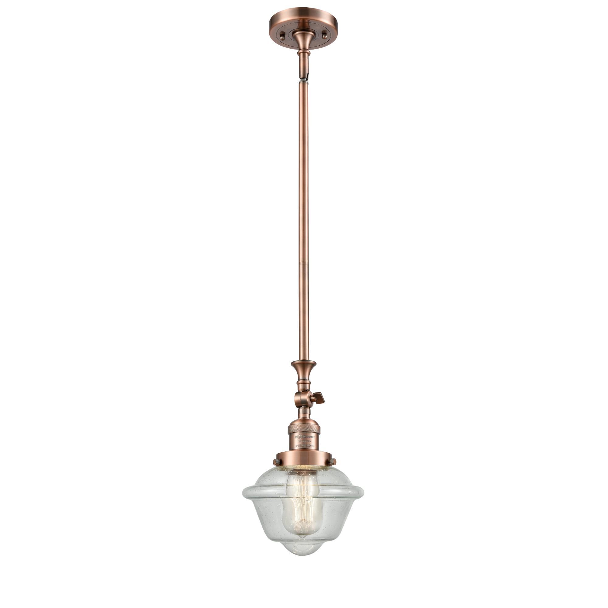 Shown in Antique Copper finish and Seedy glass