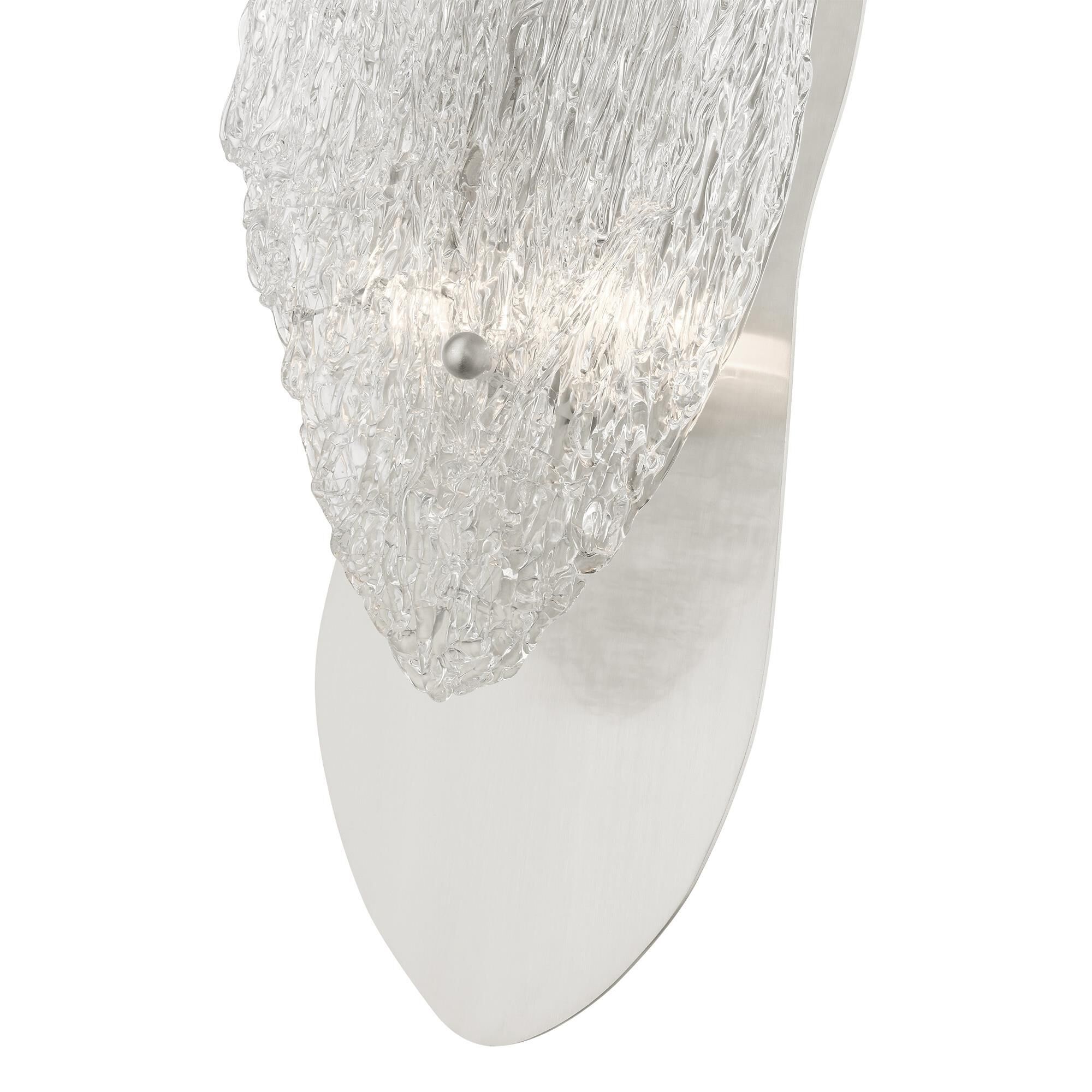 Shown in Brushed Nickel finish and Hand Crafted Textured Glacier glass