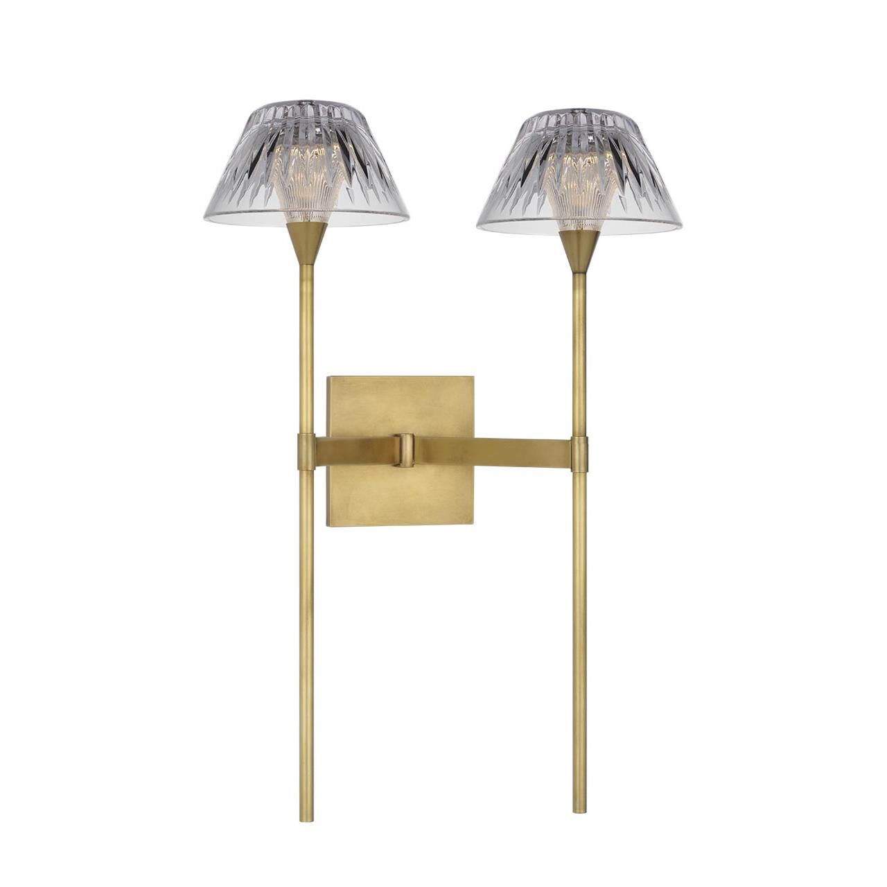 Shown in Natural Brass finish and Clear crystal