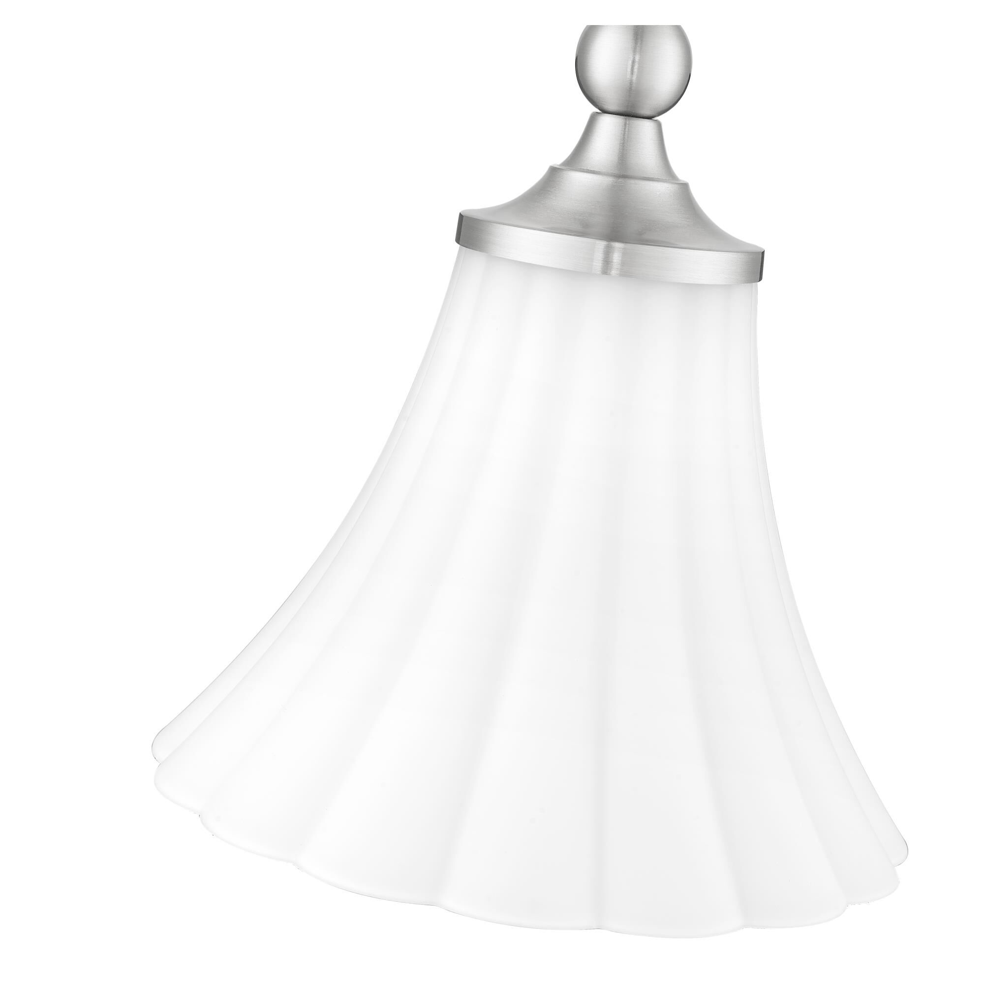 Shown in Brushed Nickel finish and Opal Etched glass