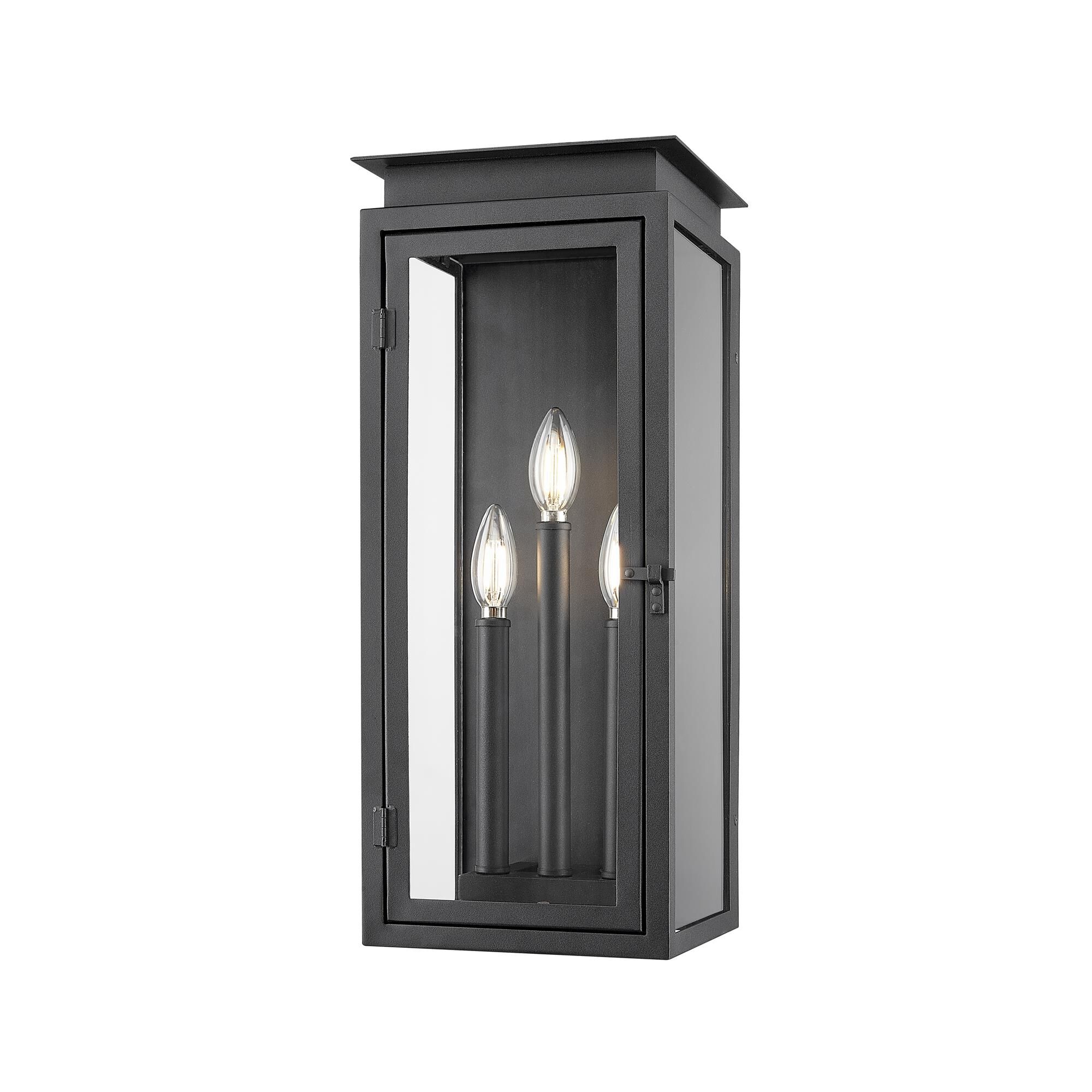 Shown in Black finish and Clear glass and Clear shade