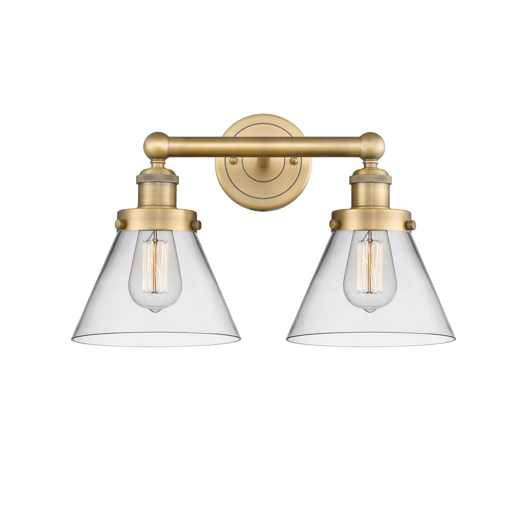 Shown in Brushed Brass finish and Clear glass