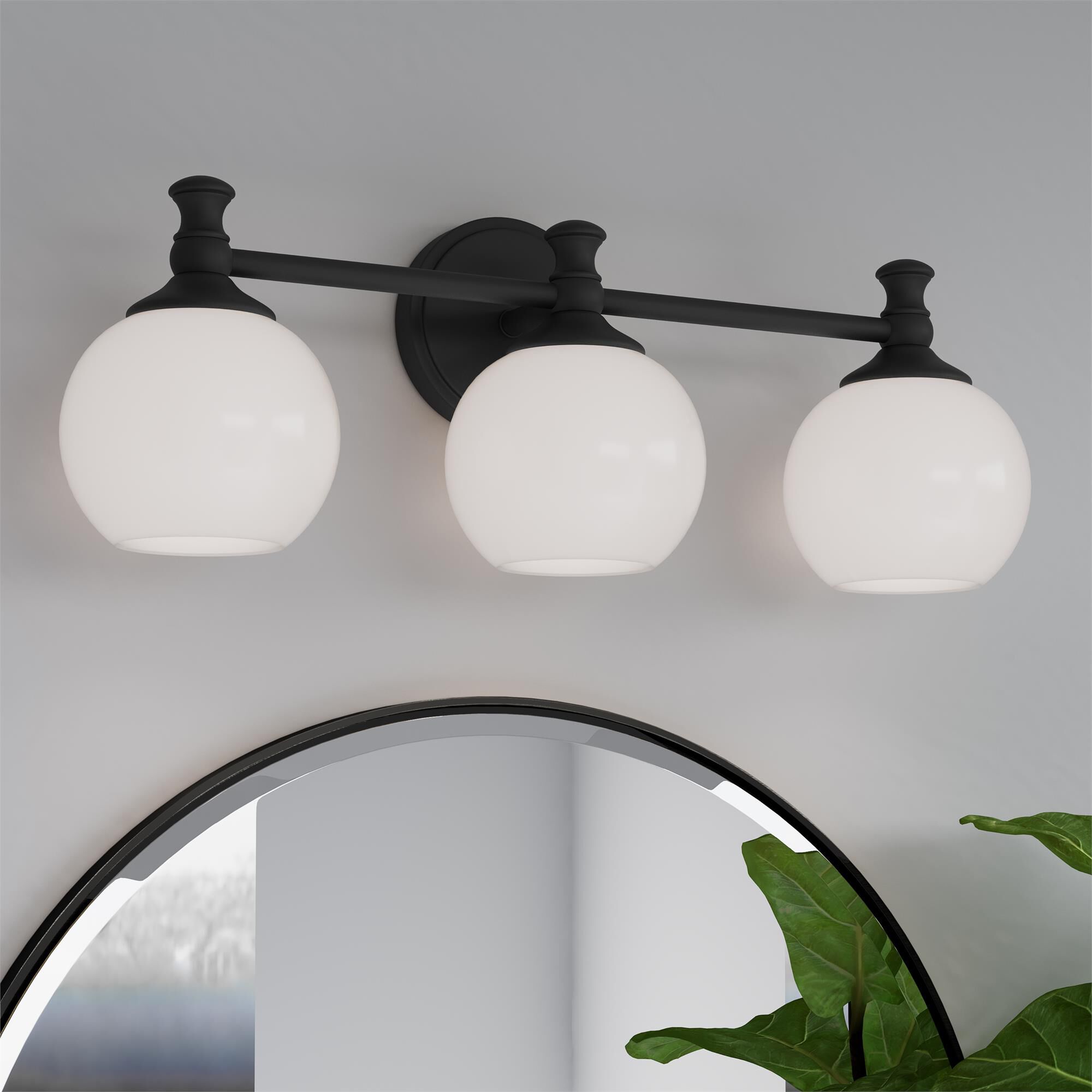 Shown in Matte Black finish and Etched Opal glass