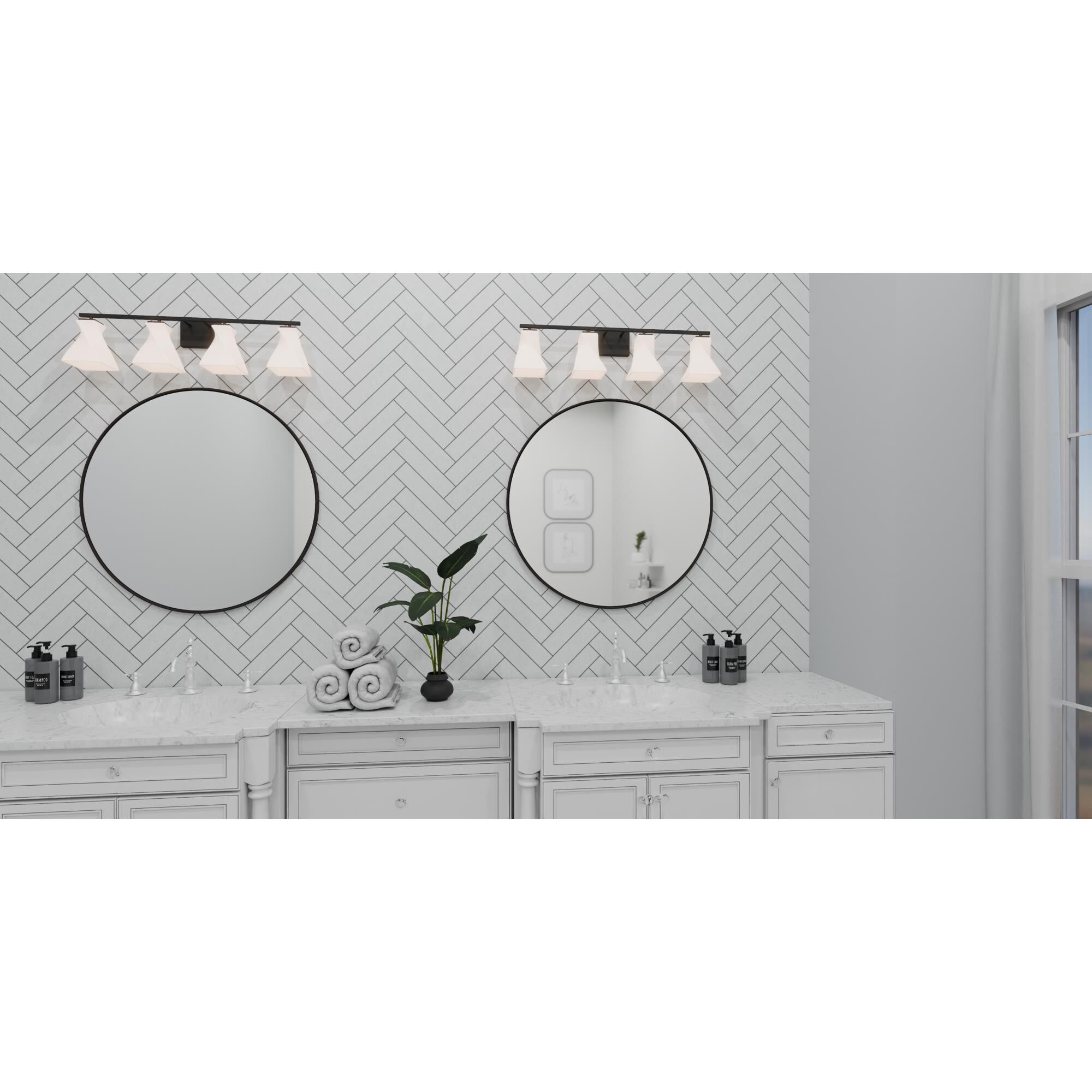 Shown in Matte Black finish and Opal Etched glass