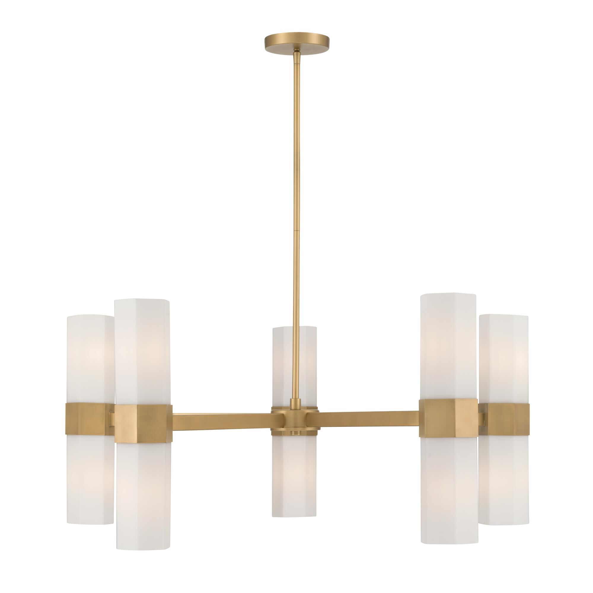 Shown in Legacy Brass finish and Etched Opal glass