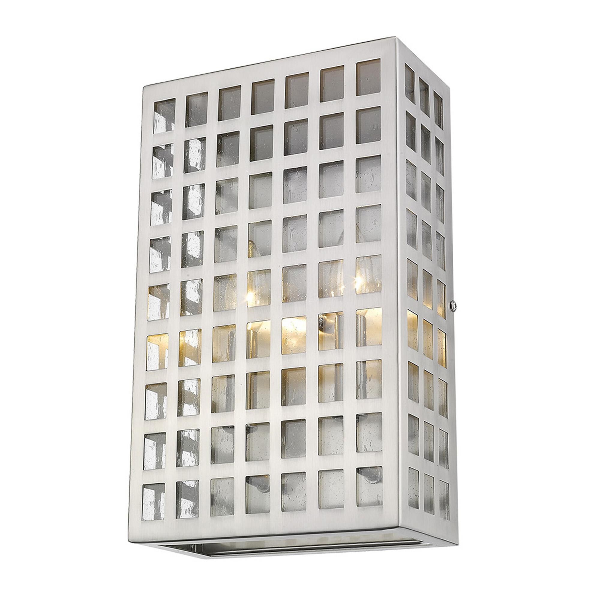 Shown in Satin Nickel finish and Clear glass and Clear, Seedy Glass Panes shade