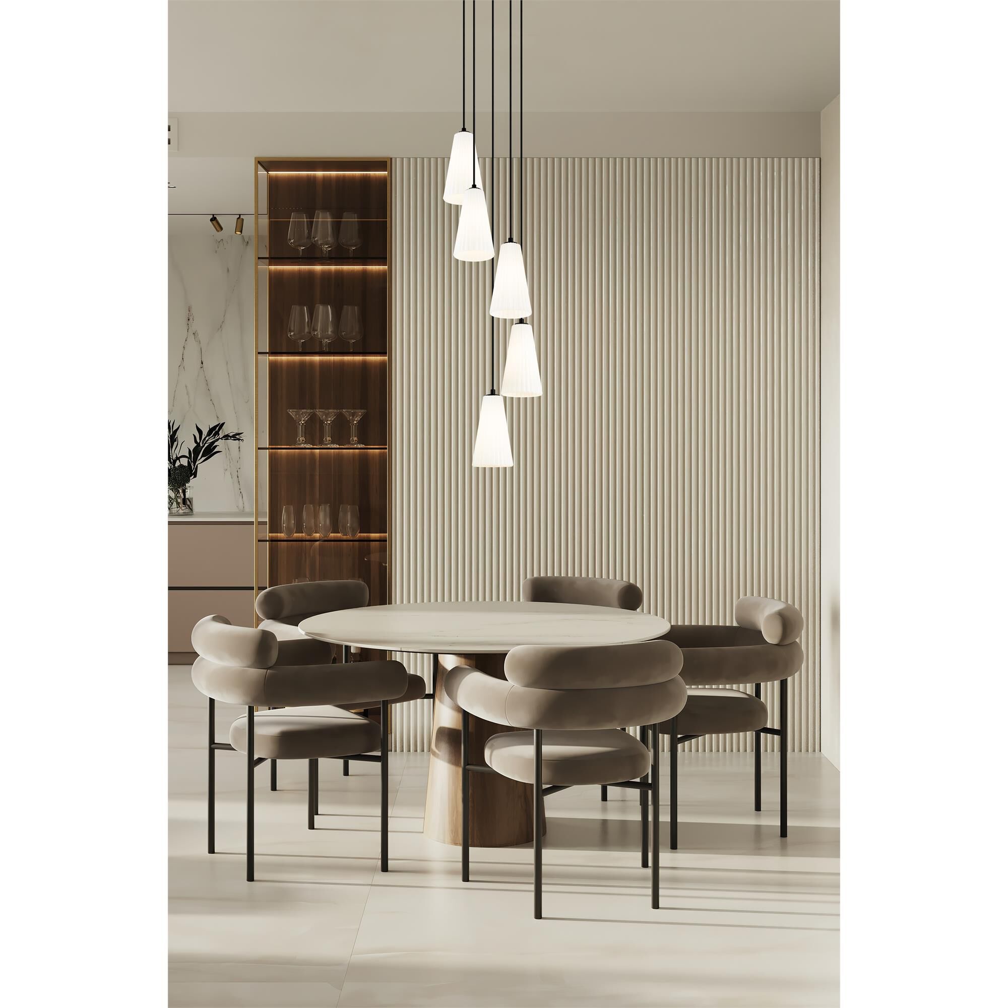 Shown in Matte Black finish and White glass and White shade