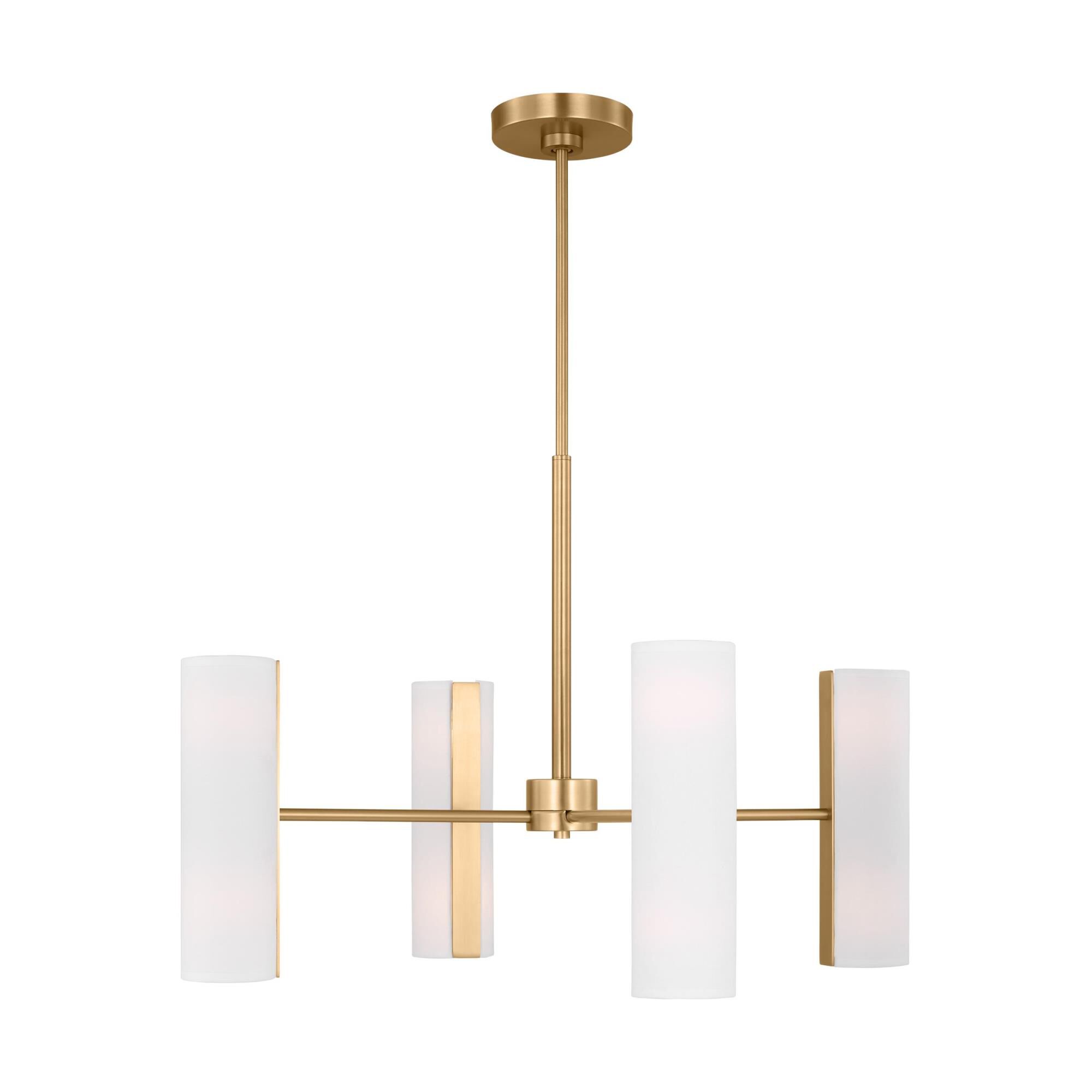 Shown in Satin Brass finish and White Linen Fabric s shade