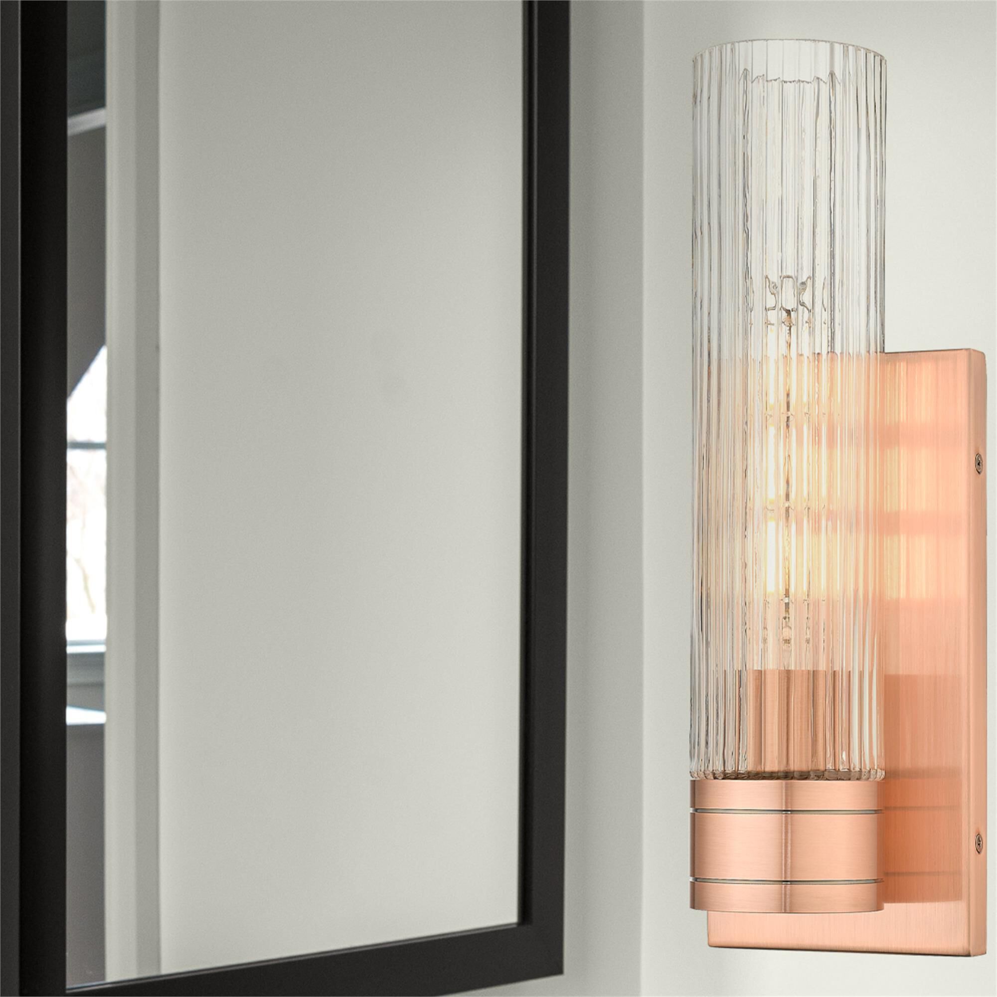 Shown in Antique Copper finish and Striped Clear glass