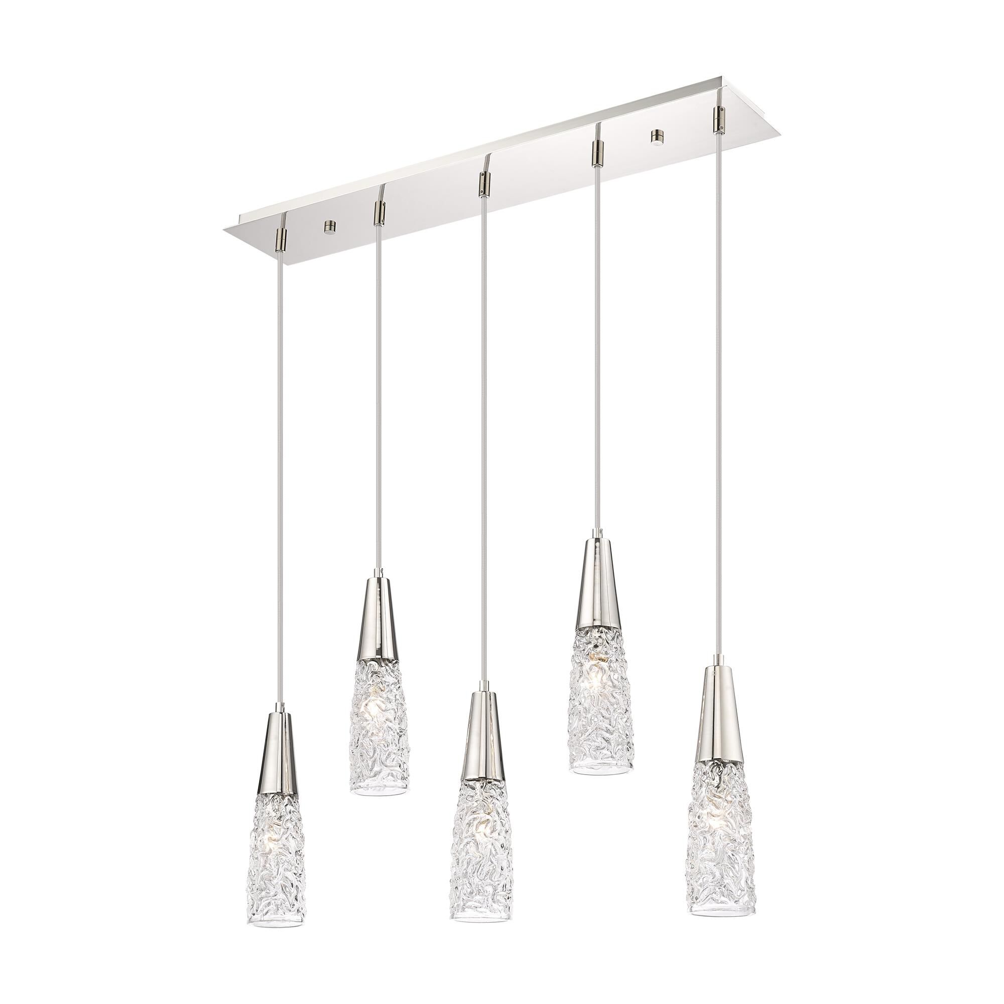 Shown in Polished Nickel finish and Clear shade