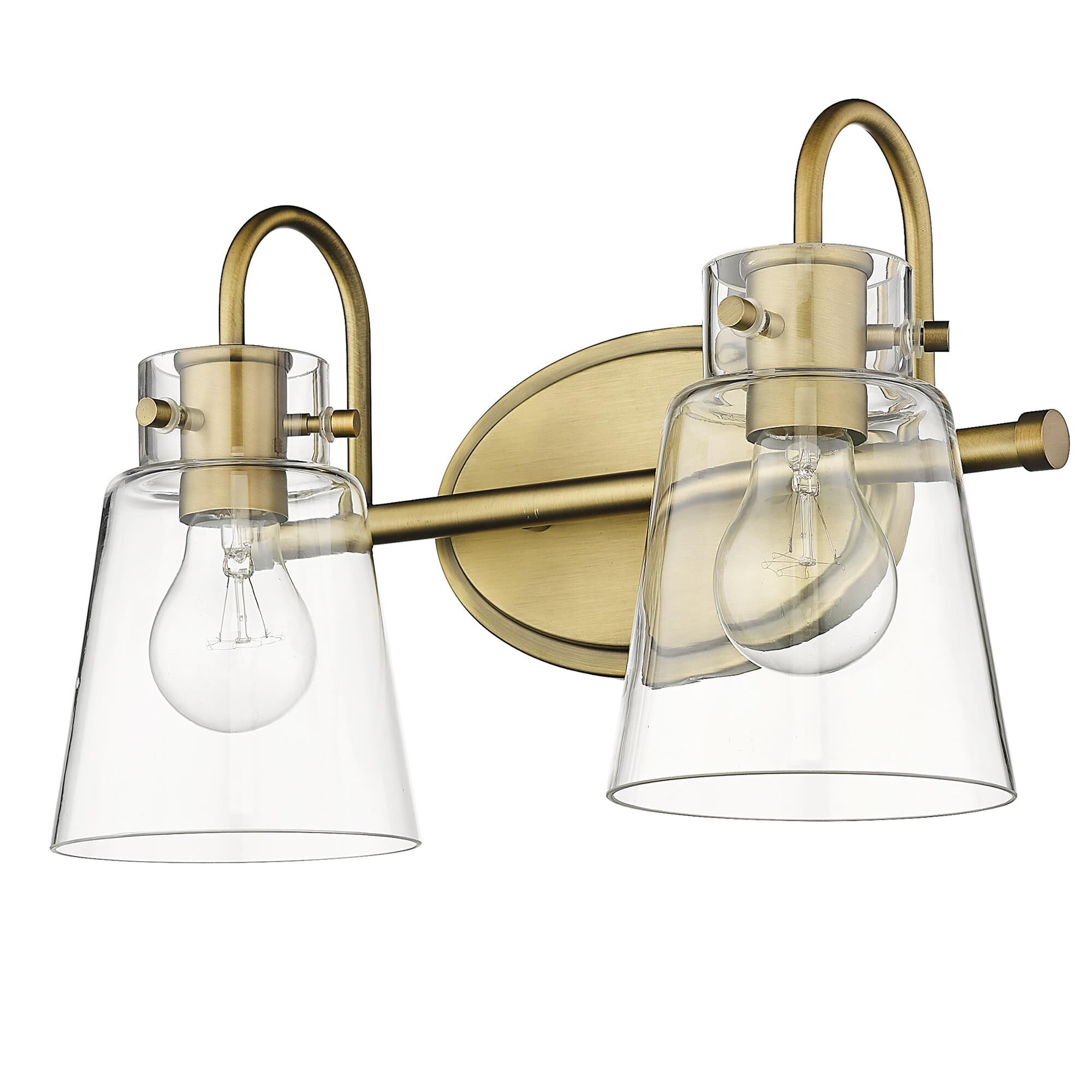 Shown in Antique Brass finish and Clear Glass shade