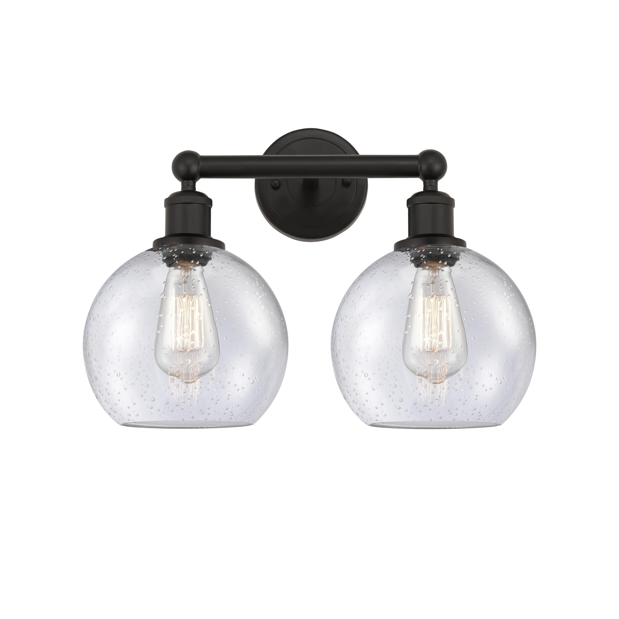 Shown in Oil Rubbed Bronze finish and Seedy glass