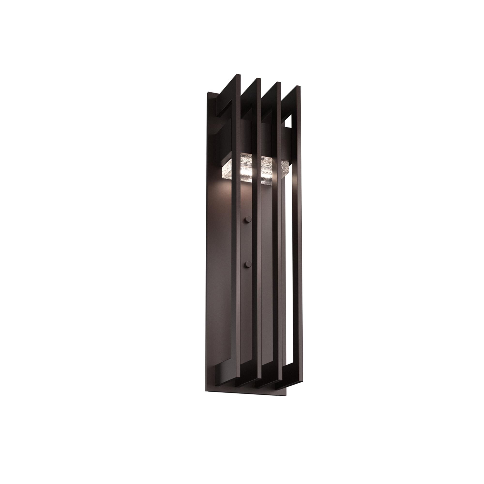 Shown in Statuary Bronze finish and Chilled Blown And Clear glass