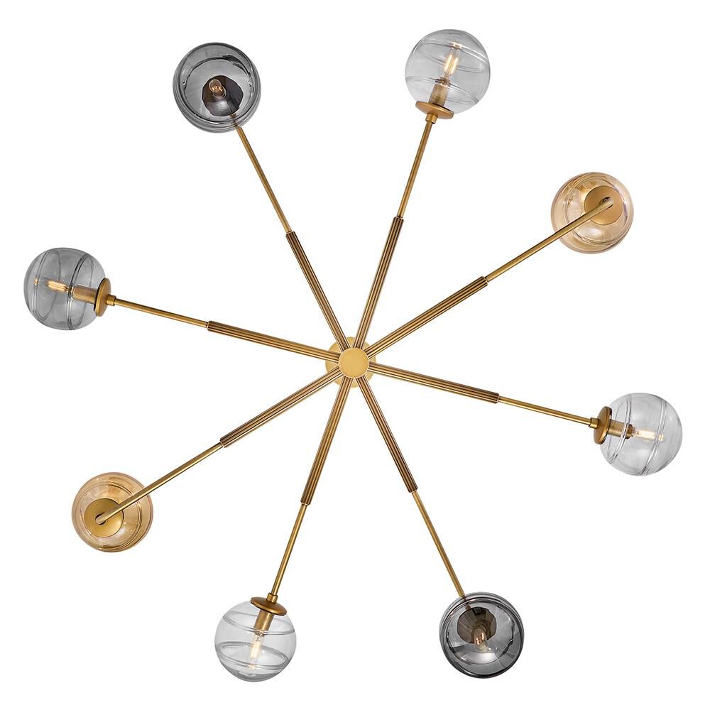 Shown in Heritage Brass finish and Multi-Colored Swirl glass