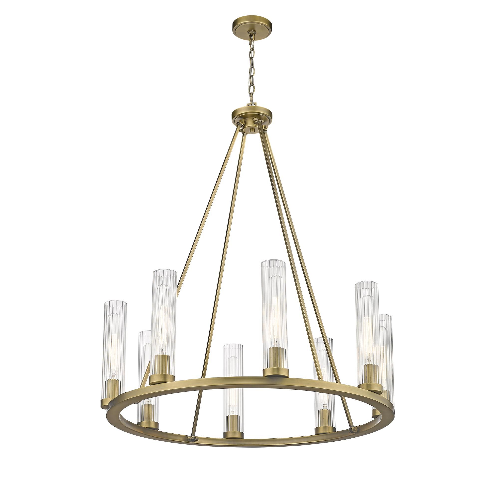 Shown in Rubbed Brass finish and Glass shade
