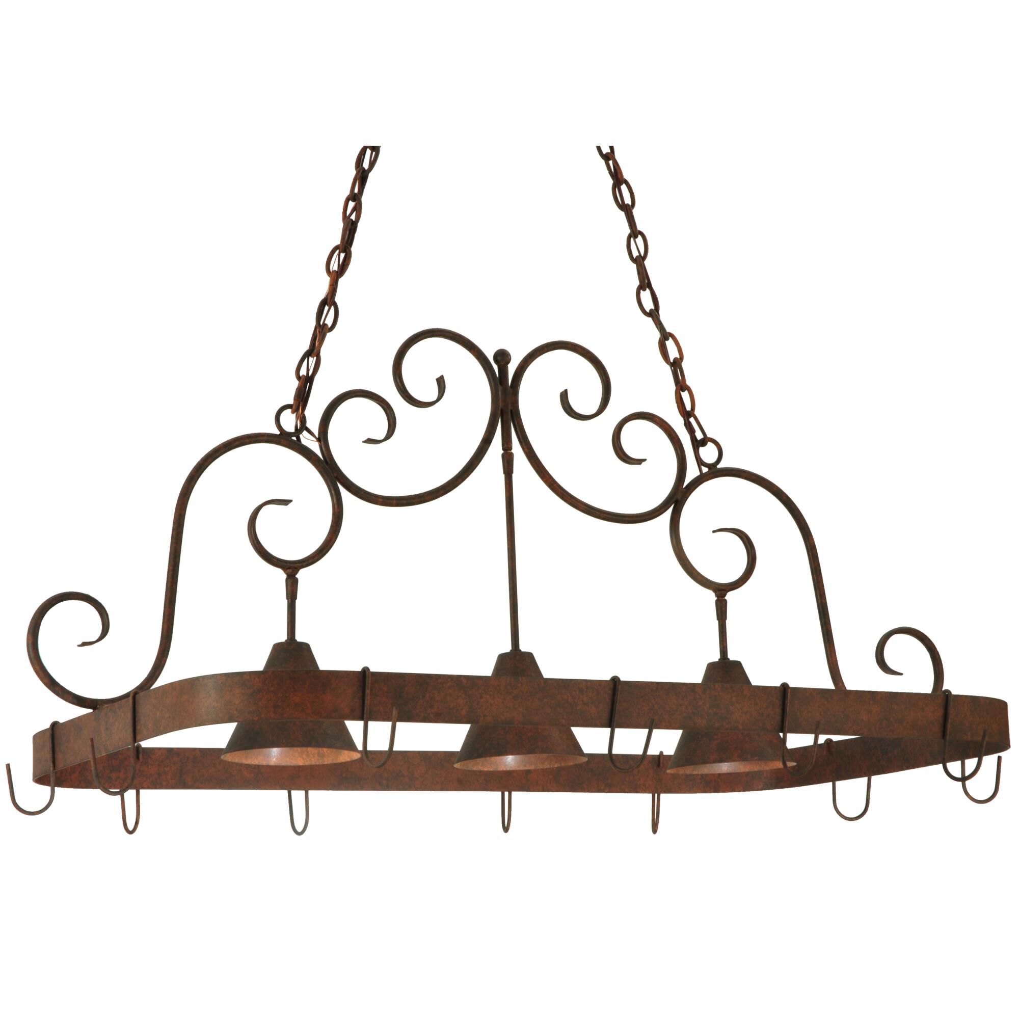 Elana 46 Inch 3 Light Lighted Pot Rack by Meyda Lighting