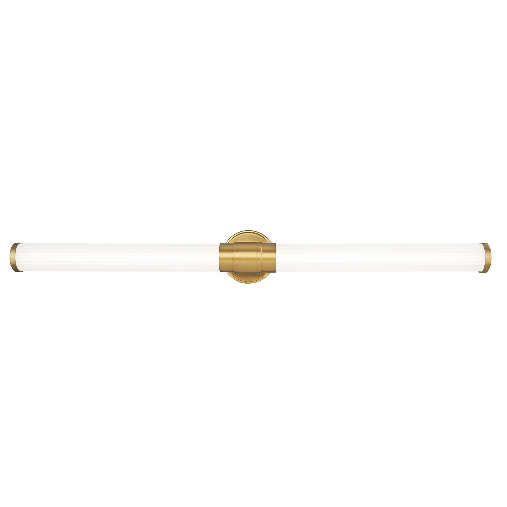Shown in Modern Gold finish and Opal White glass and Opal White shade