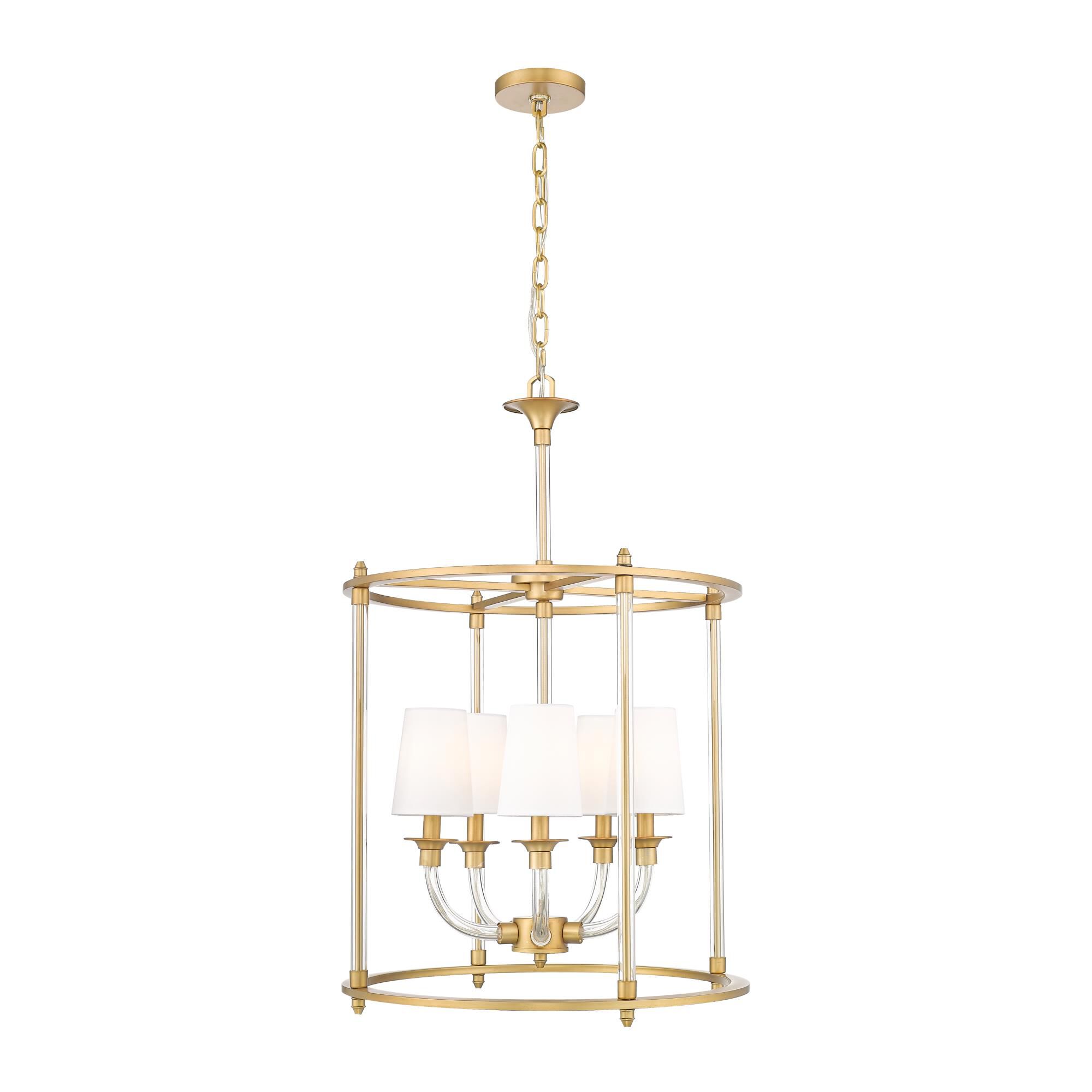 Shown in Rubbed Brass finish and White glass and White shade