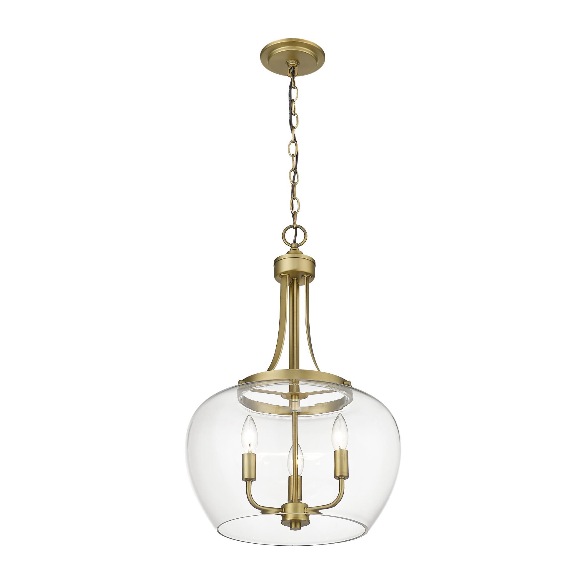 Shown in Olde Brass finish and Glass shade