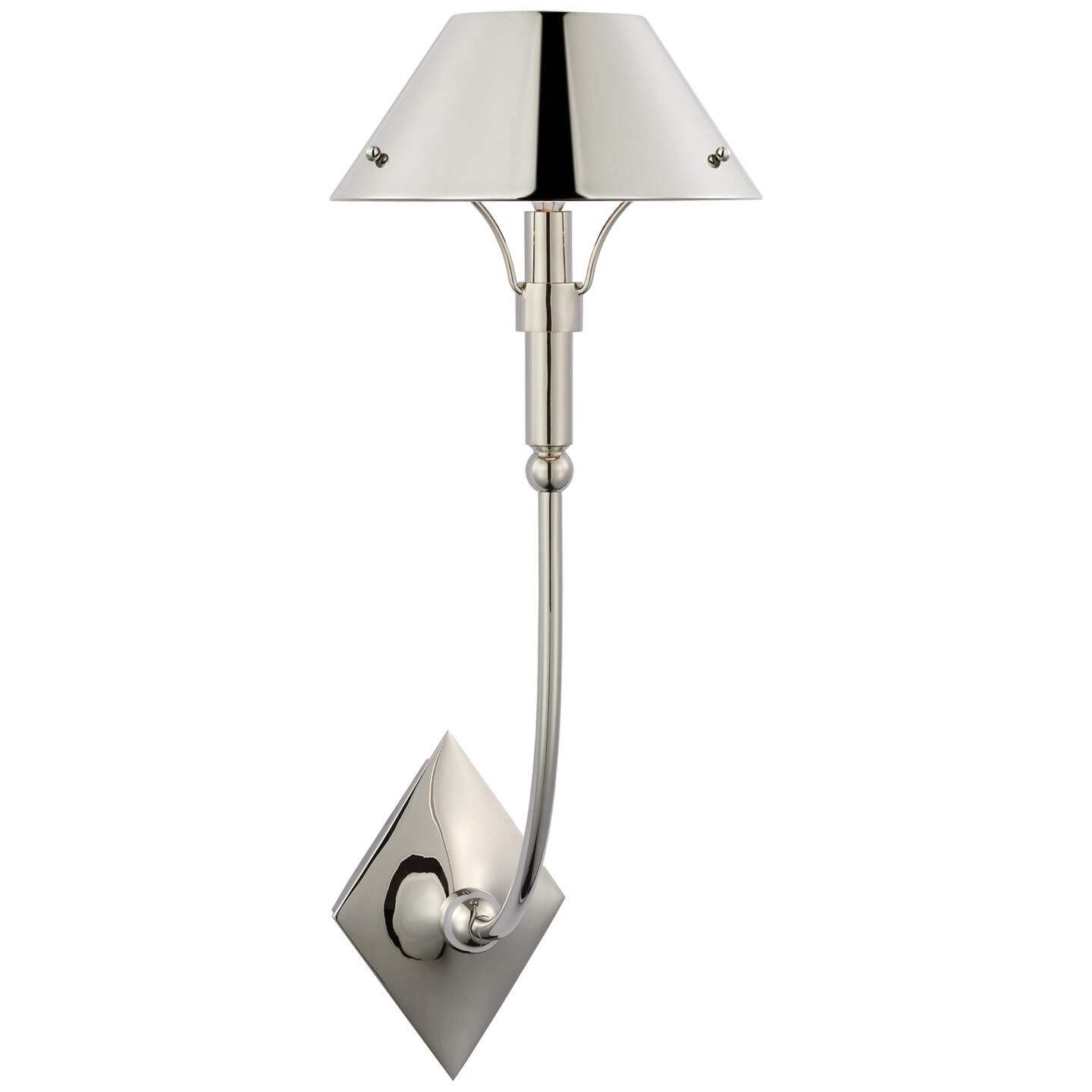 Shown in Polished Nickel finish and Polished Nickel shade