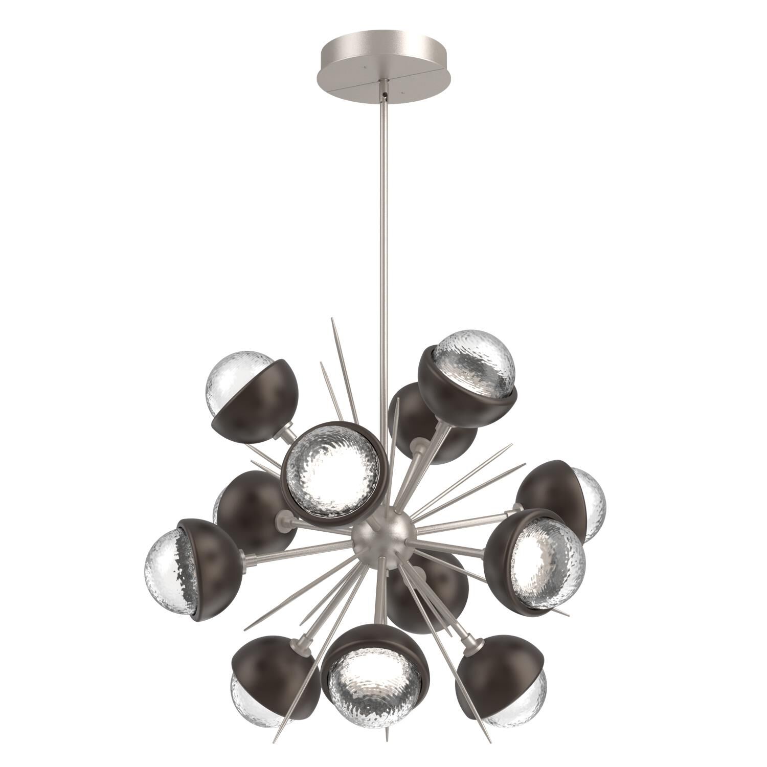 Shown in Beige Silver finish and Clear glass and Flat Bronze accent