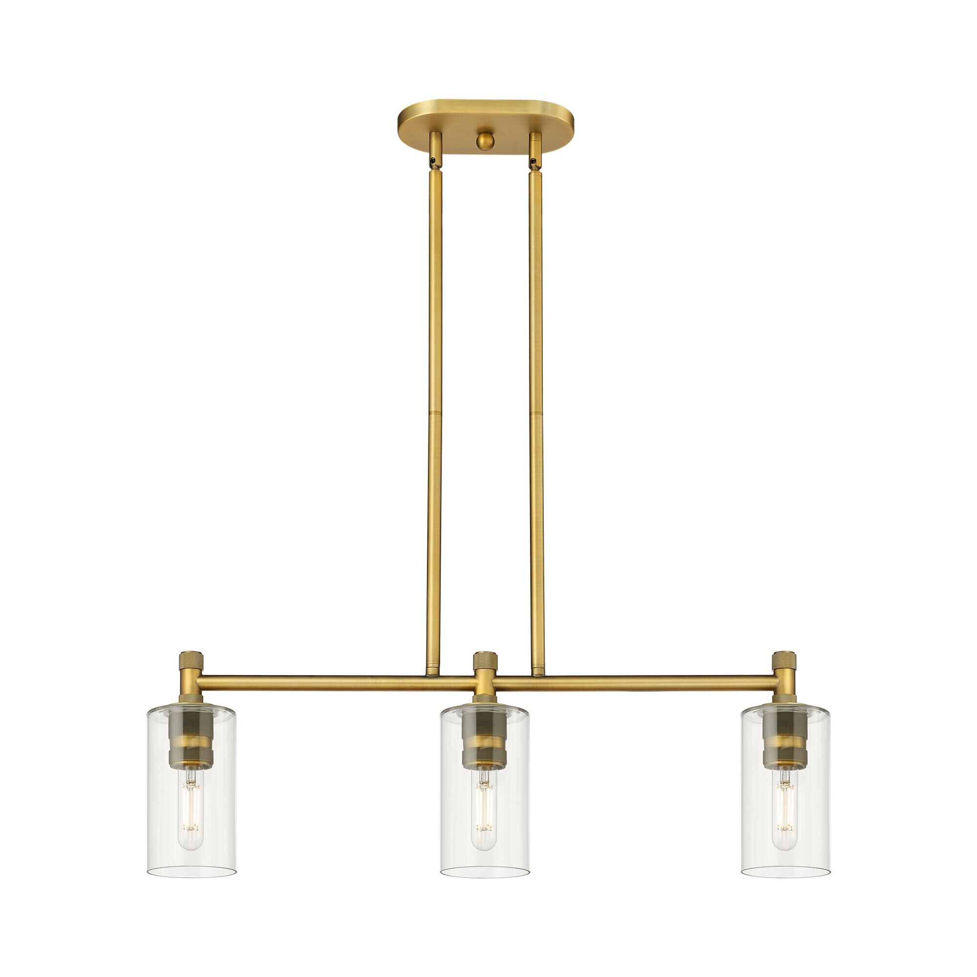 Shown in Brushed Brass finish and Clear glass and Clear Glass shade