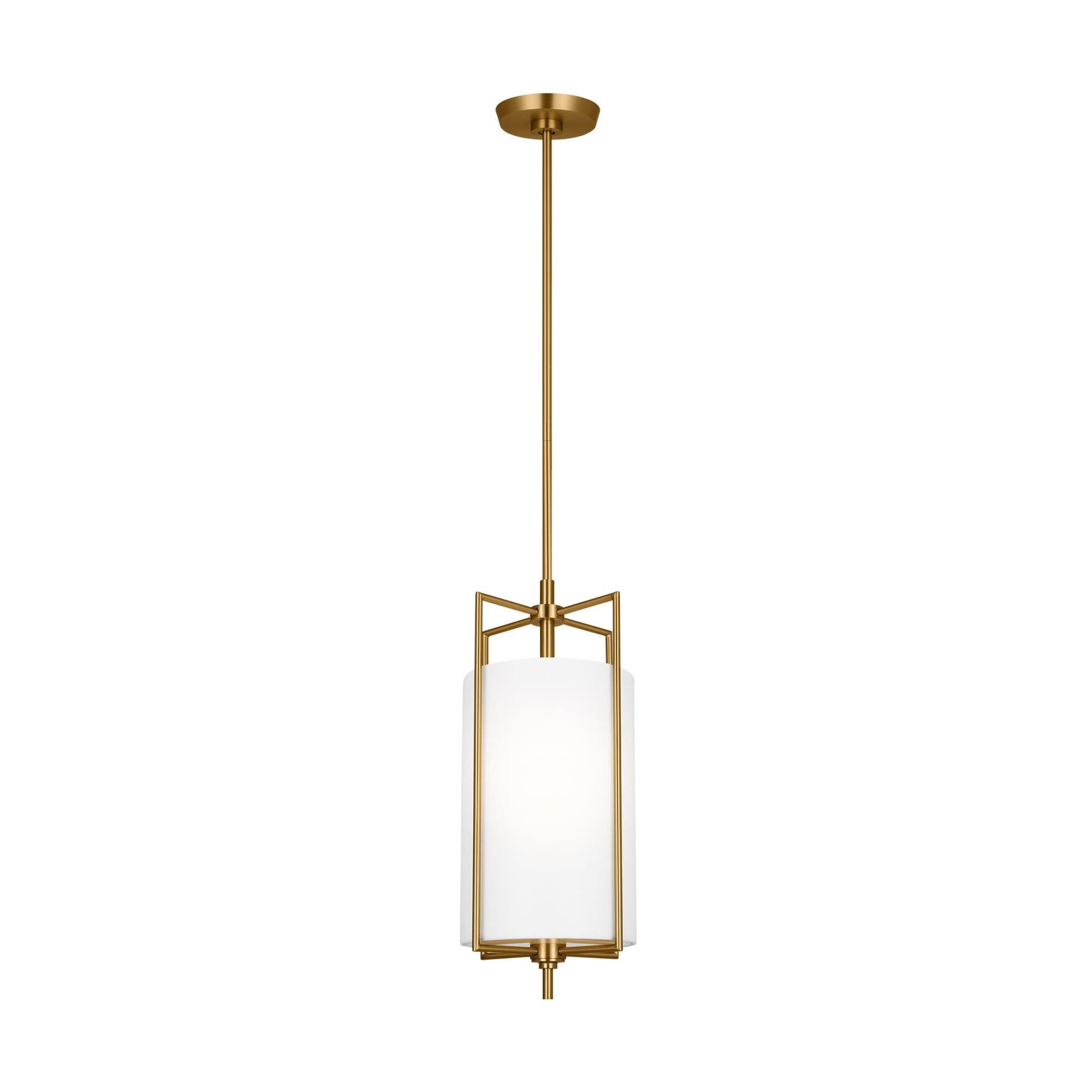 Shown in Burnished Brass finish and White LinenLinen shade