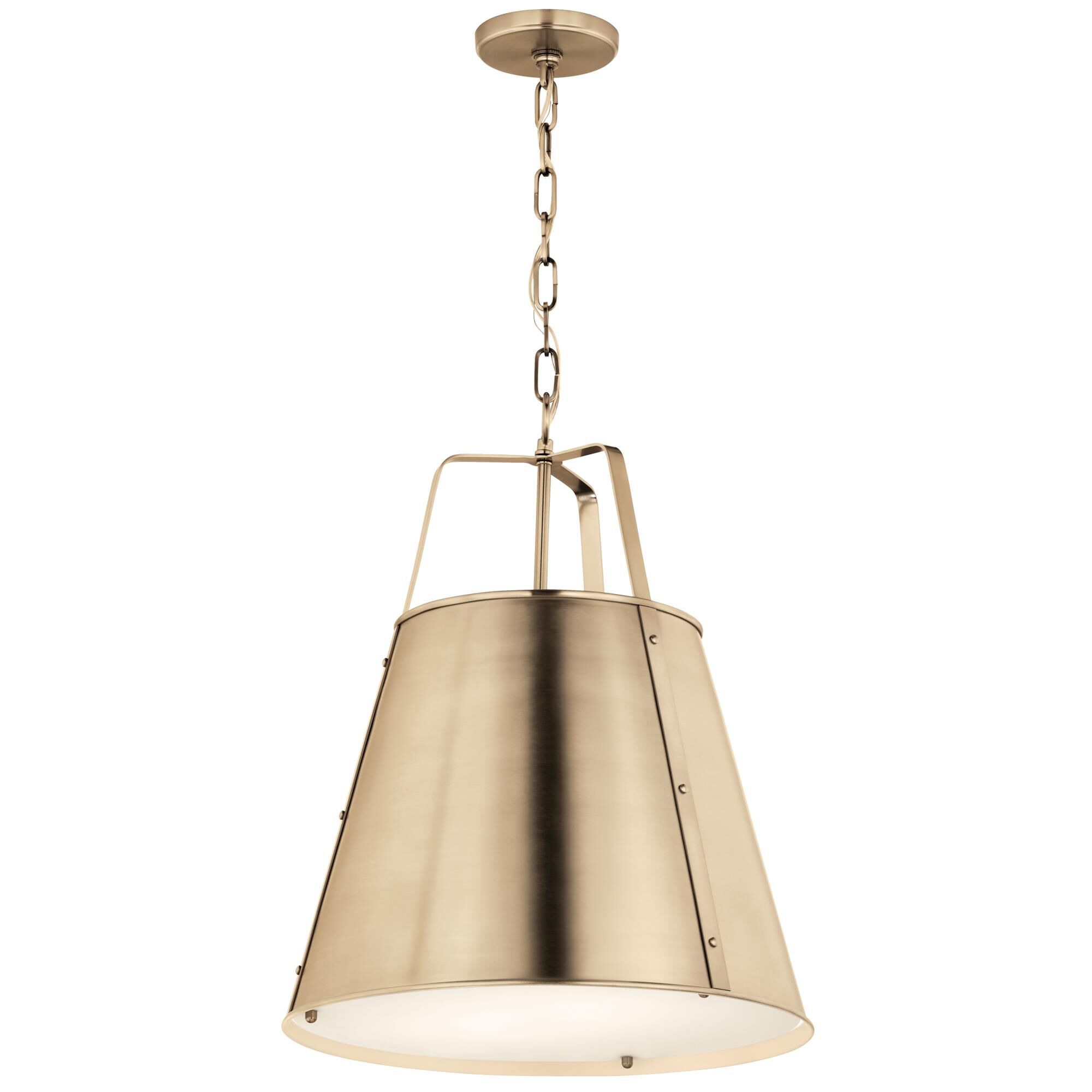 Shown in Champagne Bronze finish and Clear Satin Etched With Painted White Inside glass and Metal,Cone,Smooth shade