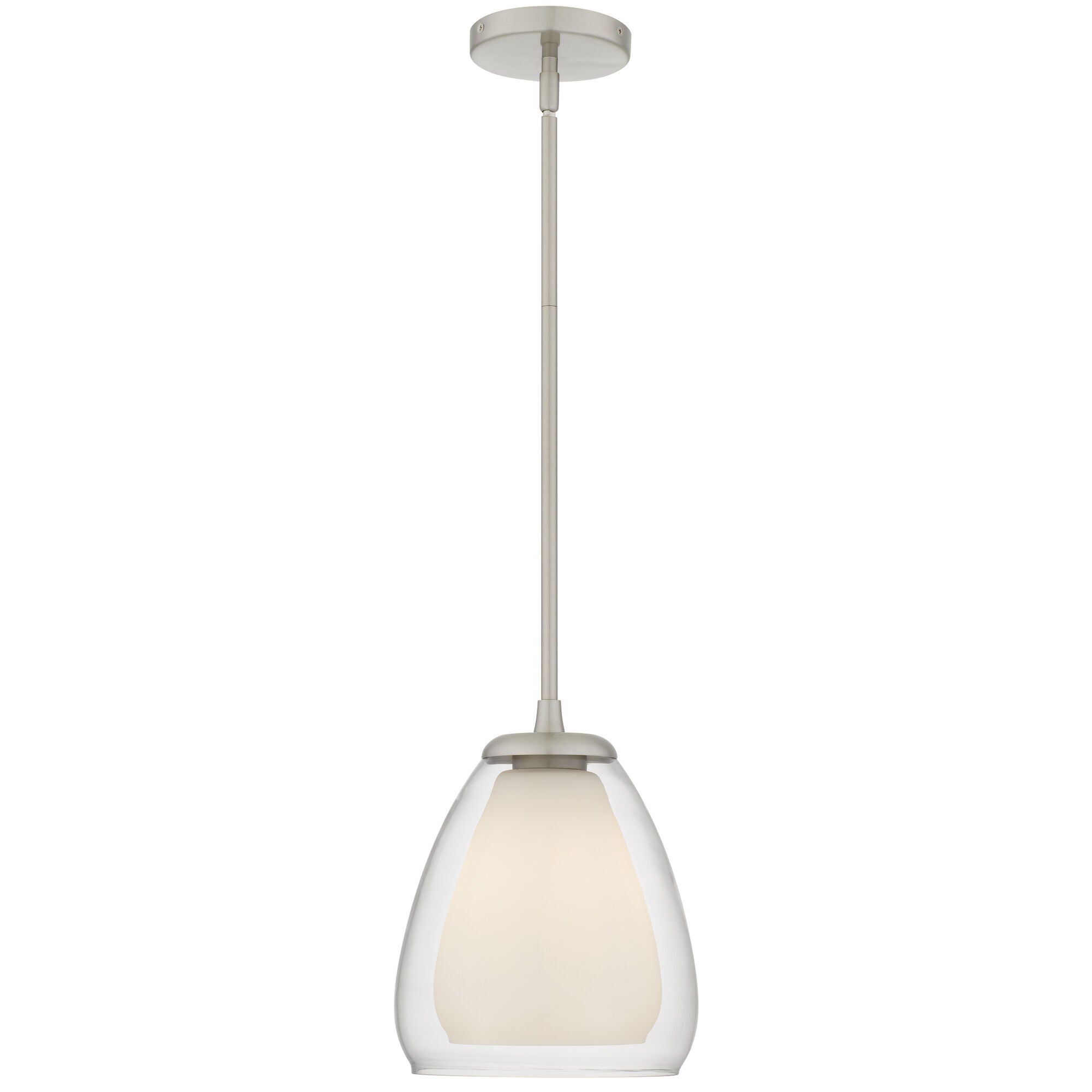 Shown in Brushed Nickel finish and Clear Glass, Opal Etched Glass shade