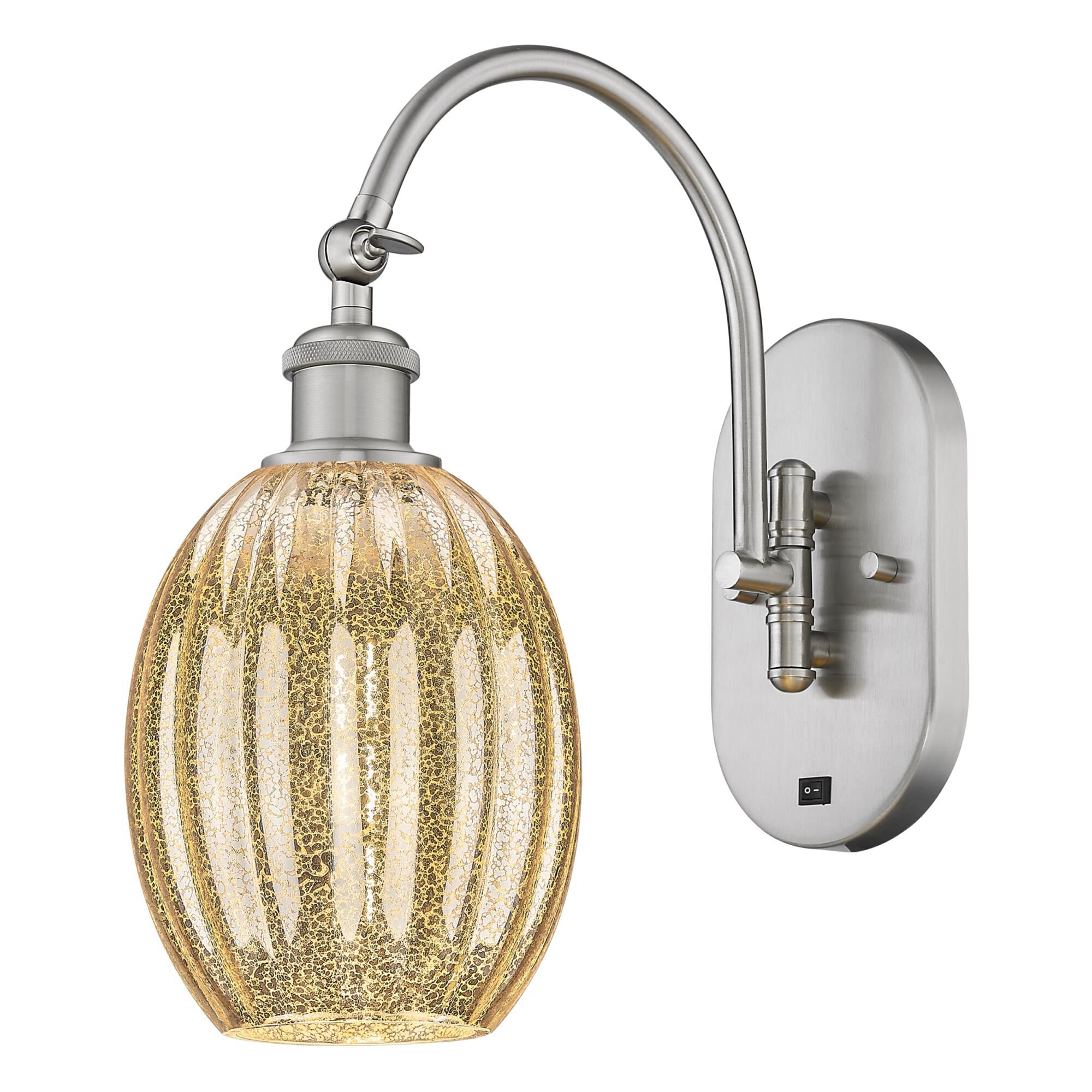 Shown in Brushed Satin Nickel finish and Mercury glass