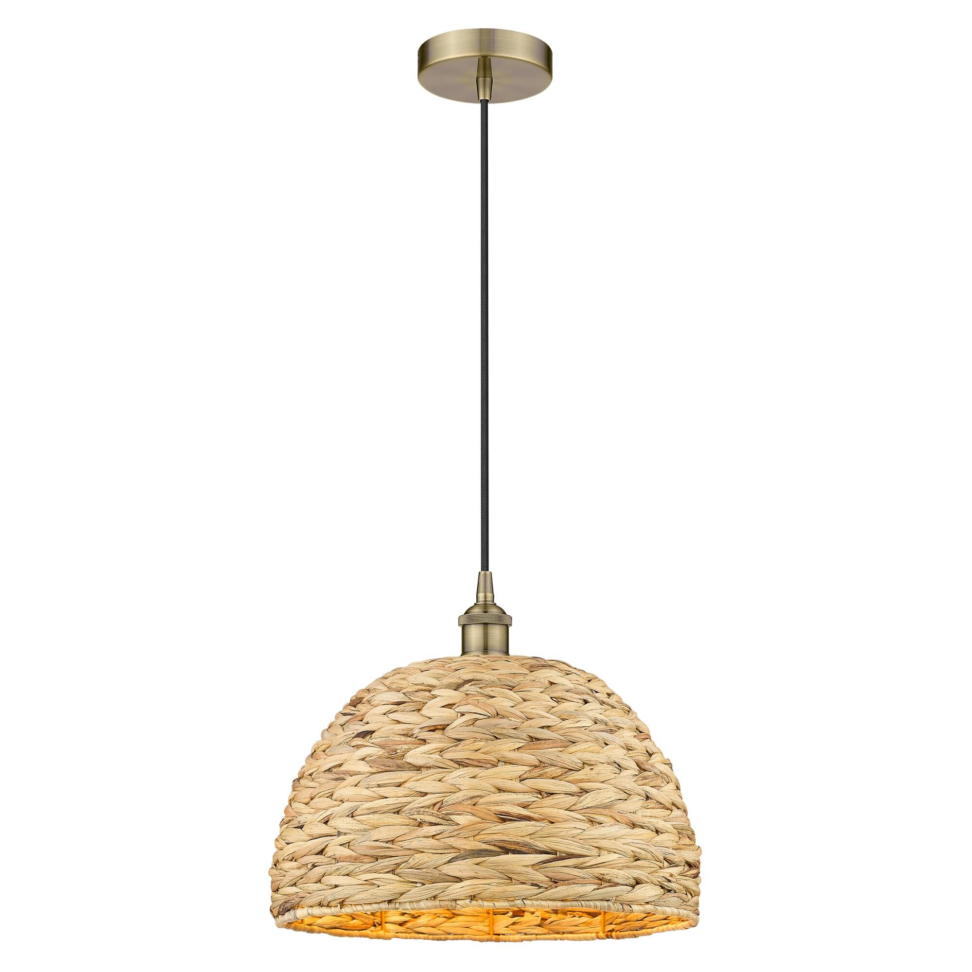 Bruno Marashlian Woven Rattan Large Pendant by Innovations Lighting
